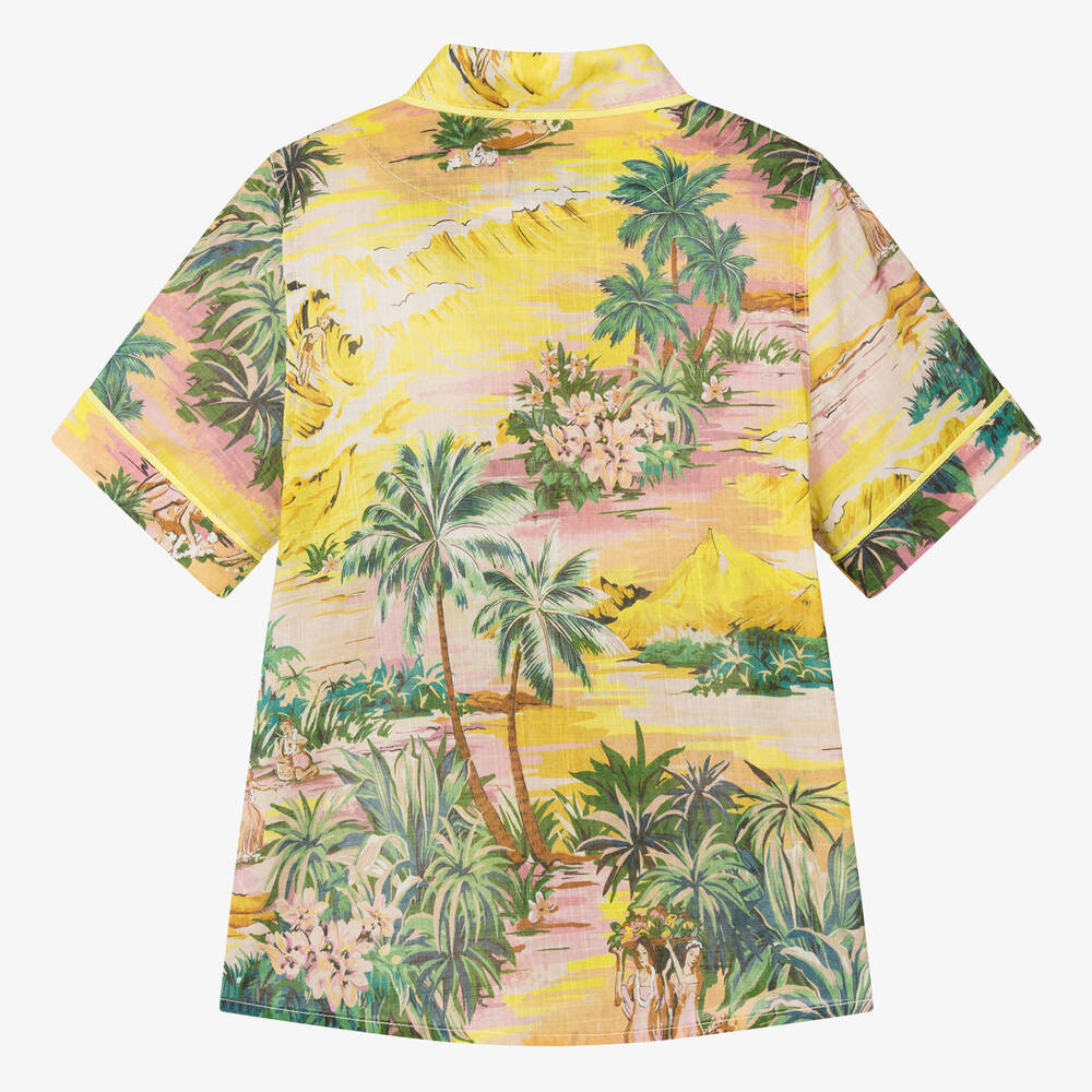 Zimmermann - Teen Girls Yellow Cotton Palm Tree Shirt
