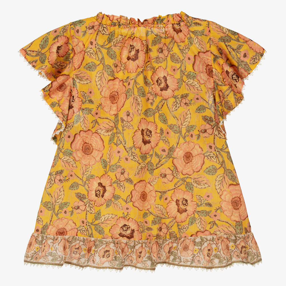 Zimmermann - Teen Girls Yellow Floral Cotton Blouse