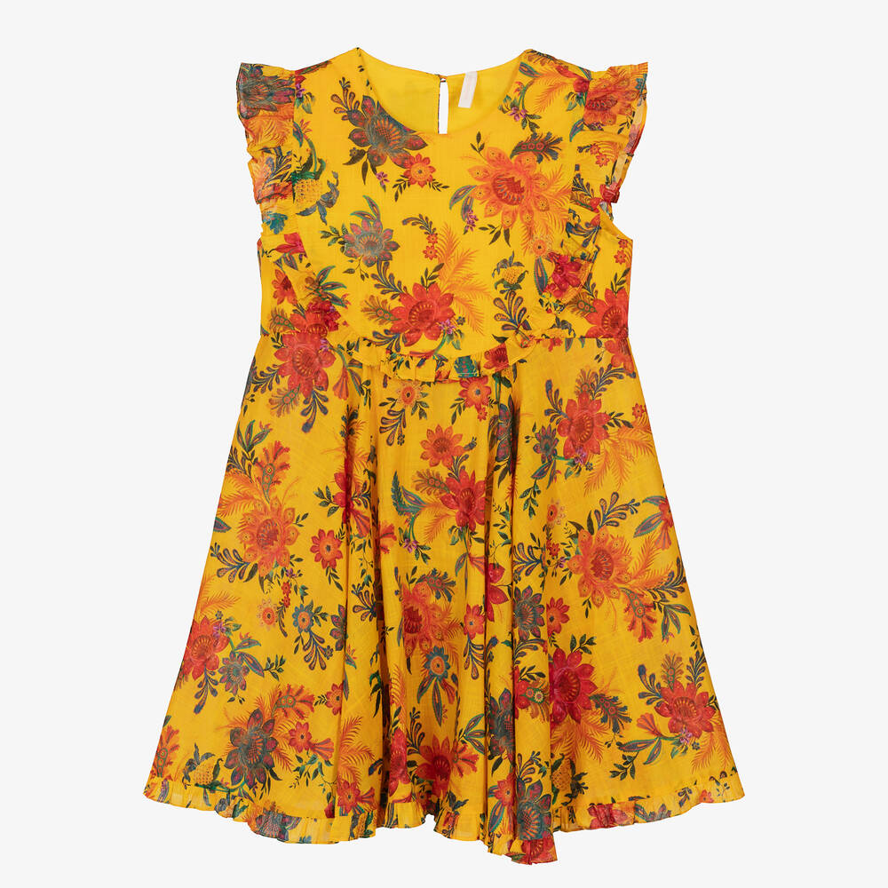 Zimmermann - Желтое хлопковое платье с цветами | Childrensalon