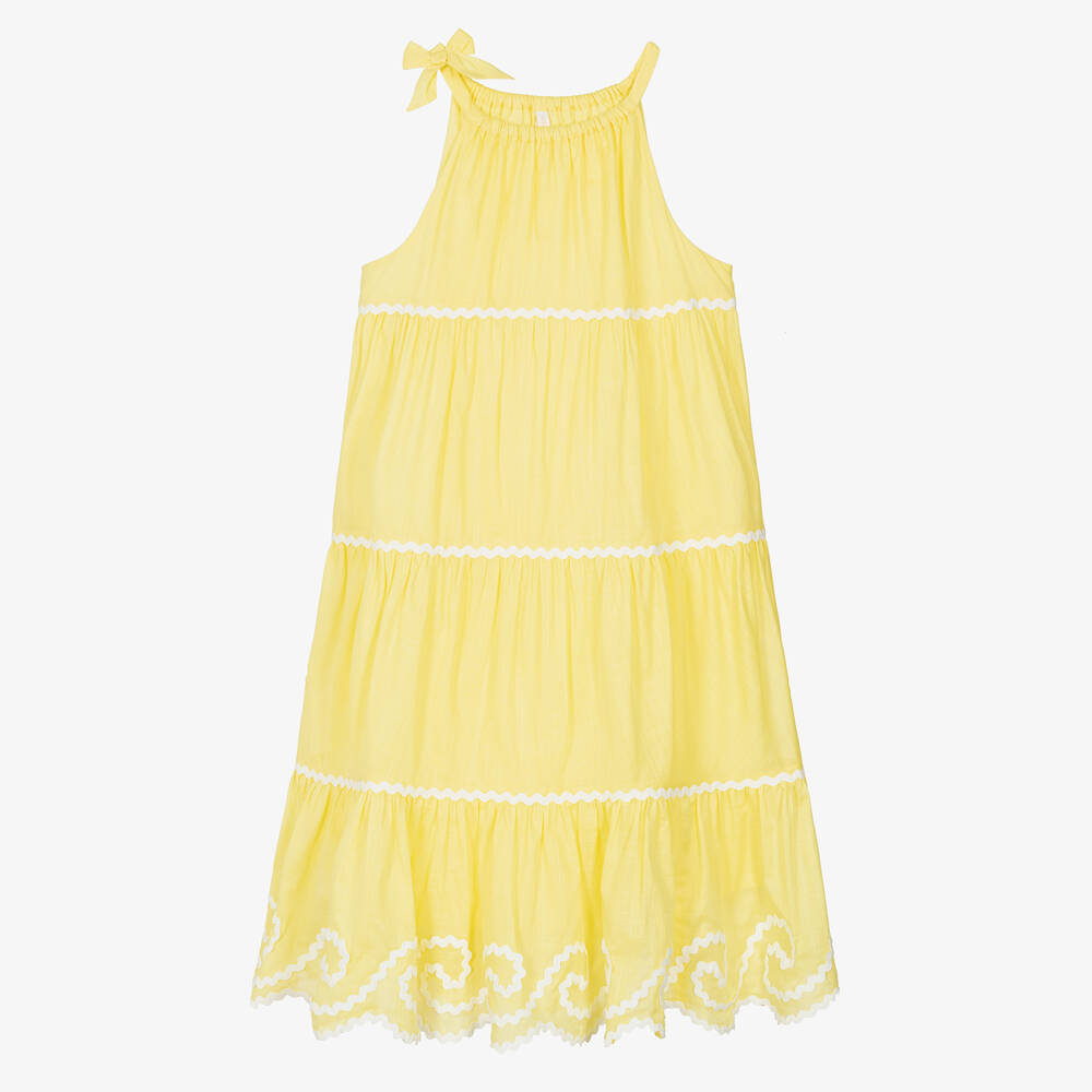 Zimmermann-Teen Girls Yellow Ric Rac Cotton Dress | Childrensalon Outlet