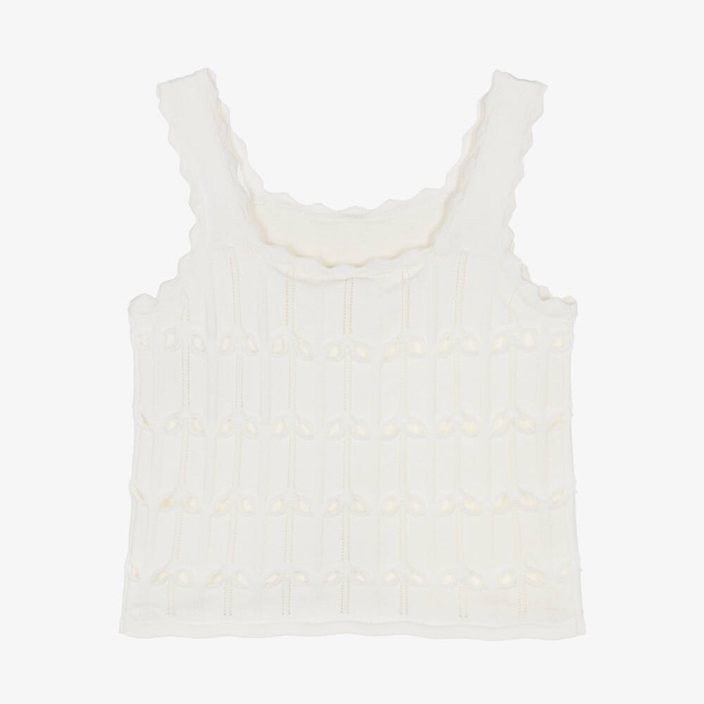 Zimmermann-White Knitted Cut Out Strappy Top | Childrensalon Outlet