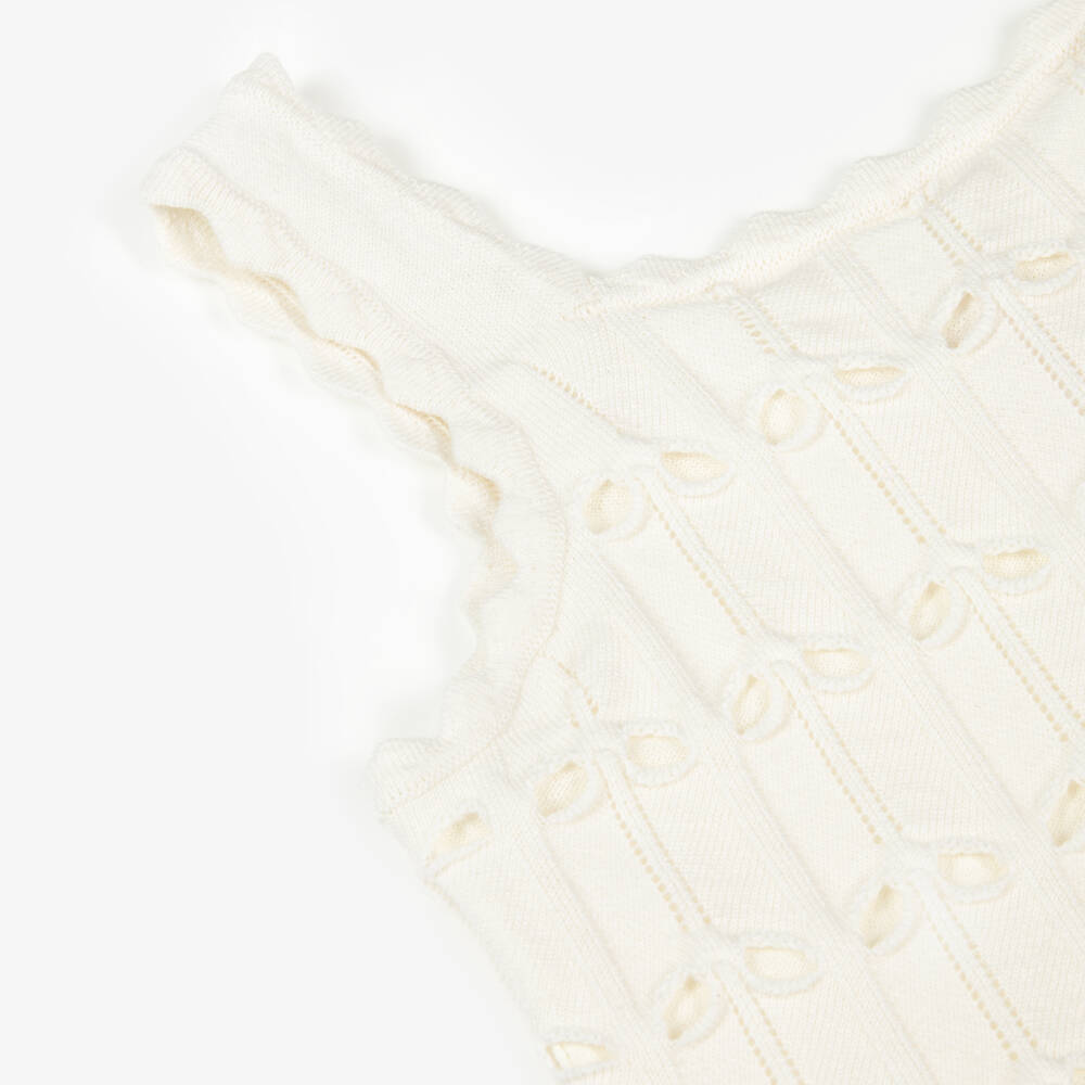Zimmermann-White Knitted Cut Out Strappy Top | Childrensalon Outlet