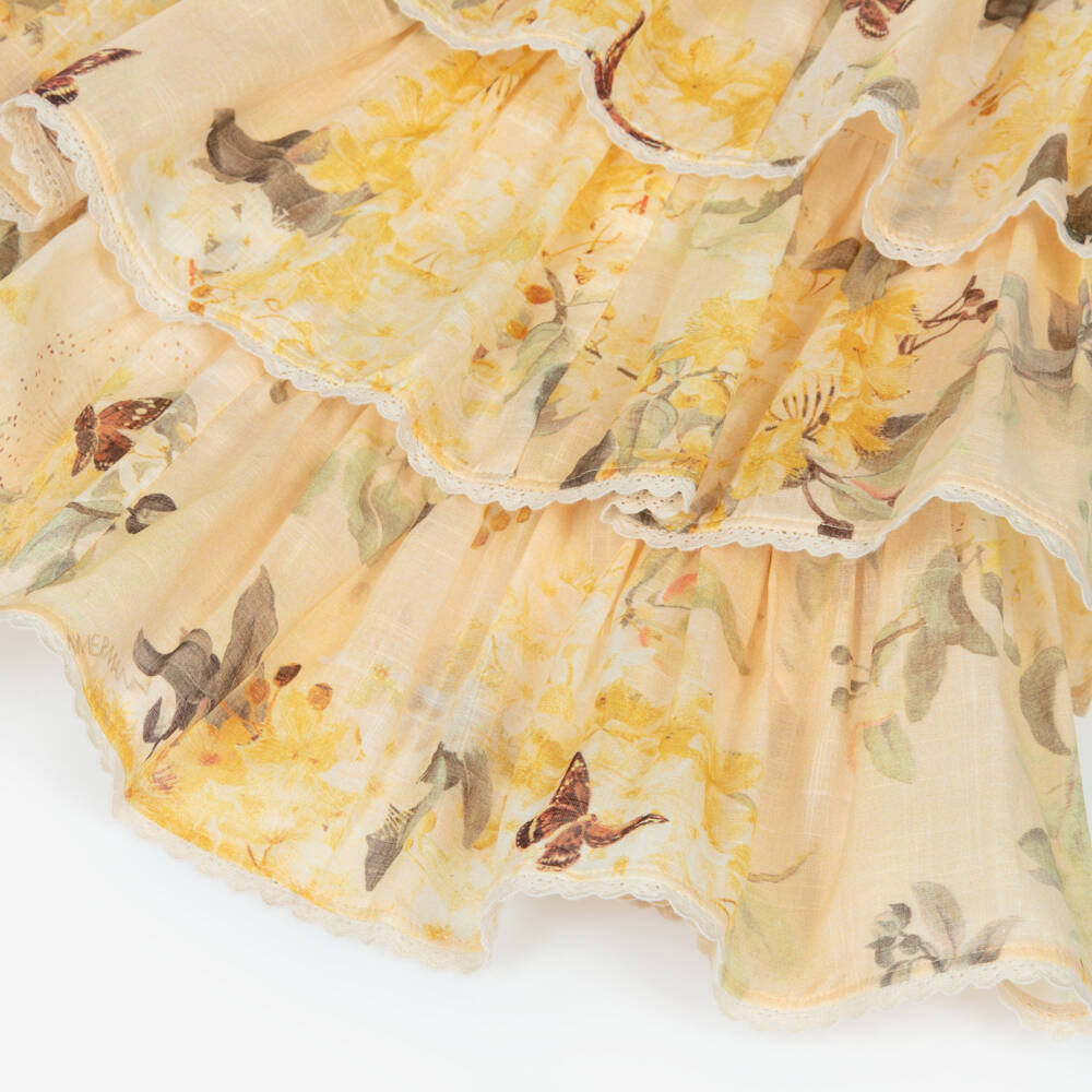 Zimmermann-Yellow Floral Tiered Cotton Dress | Childrensalon Outlet