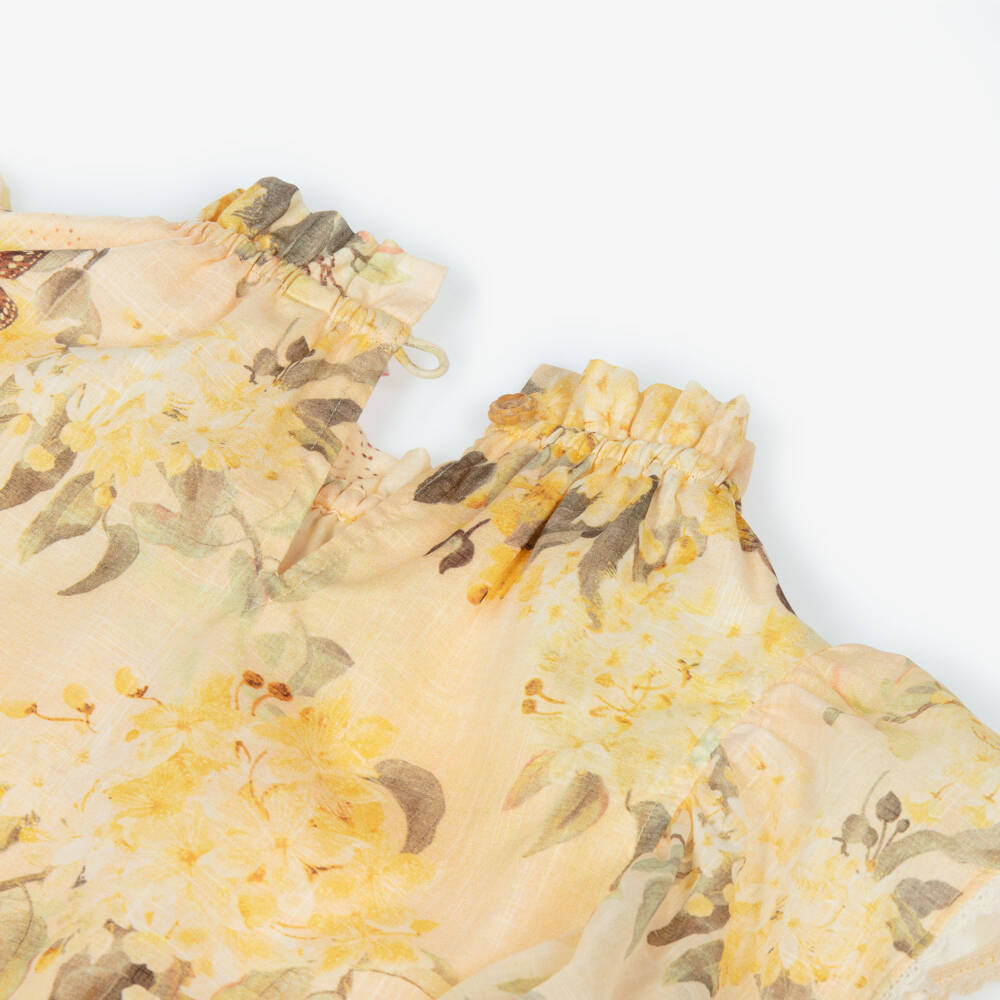 Zimmermann-Yellow Floral Tiered Cotton Dress | Childrensalon Outlet