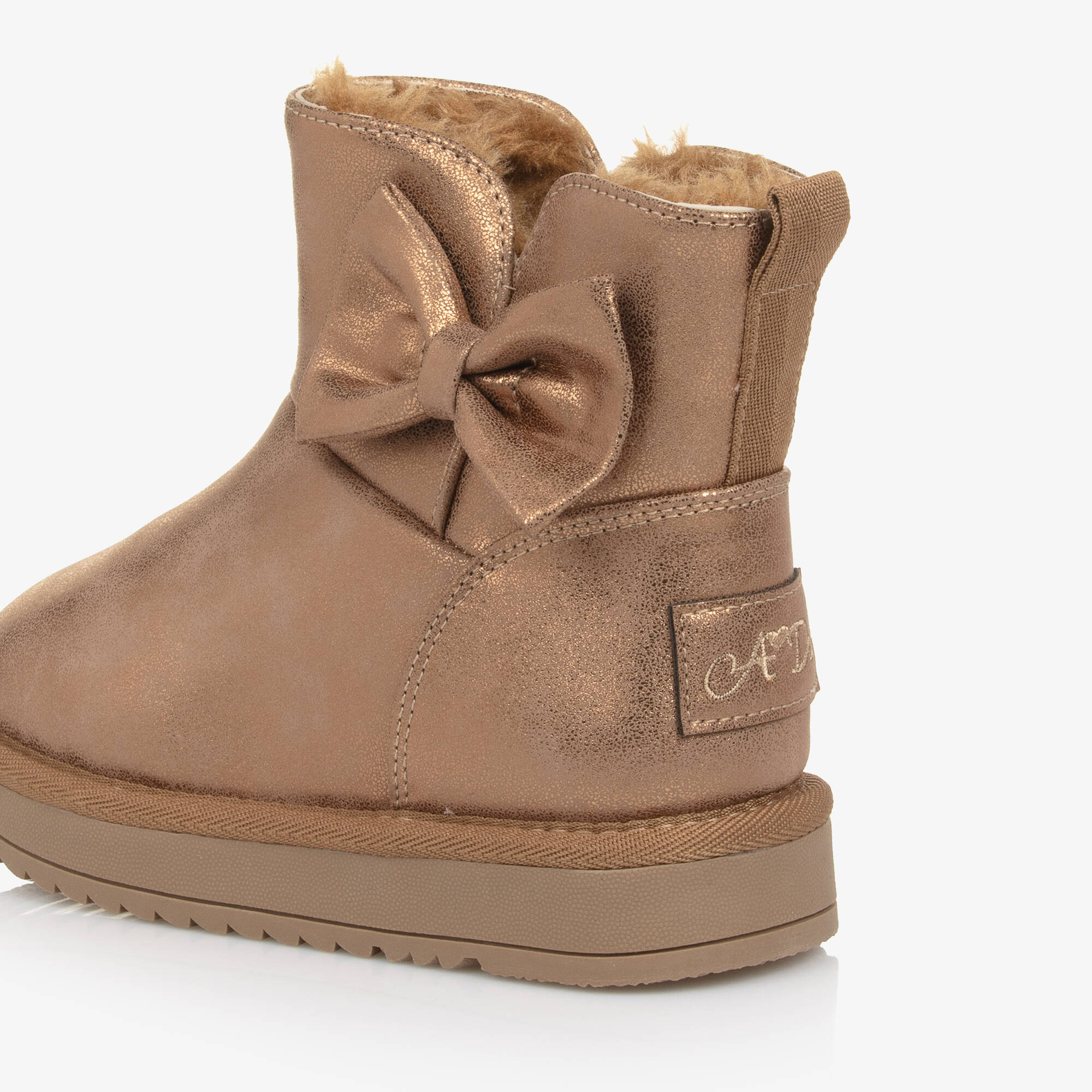 A Dee - Girls Metallic Brown Faux Leather Bow Boots | Childrensalon Outlet