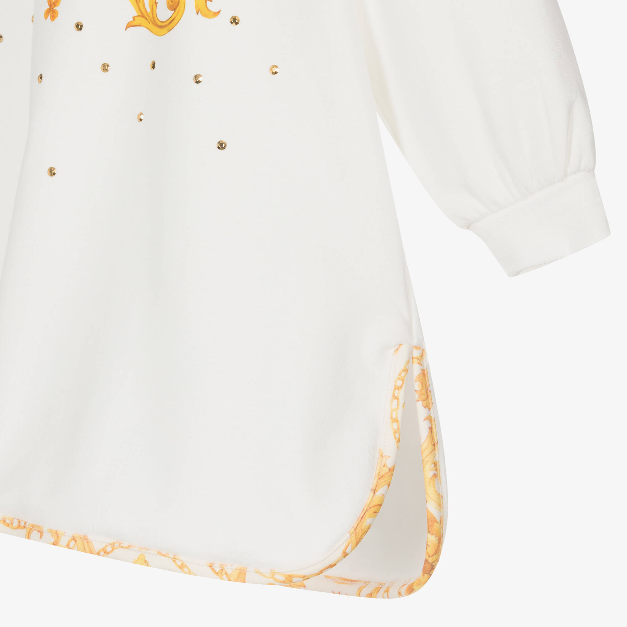 A Dee - Girls White & Gold Sweatshirt Dress | Childrensalon Outlet