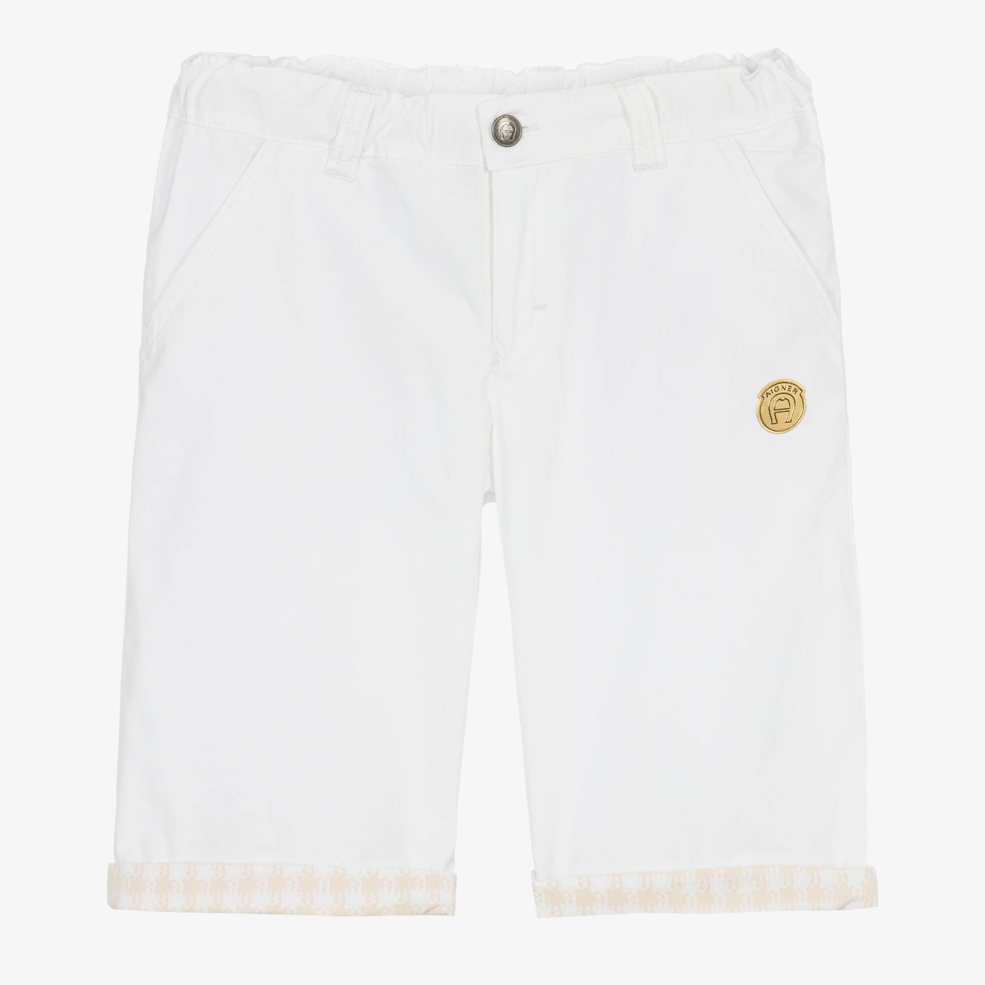 AIGNER - Teen Boys White Cotton Shorts | Childrensalon Outlet