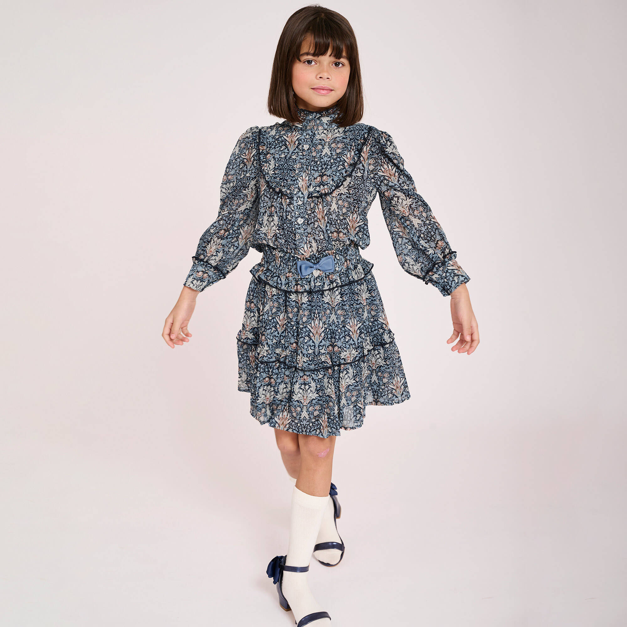 Angel's Face - Girls Blue Floral Chiffon Blouse | Childrensalon Outlet