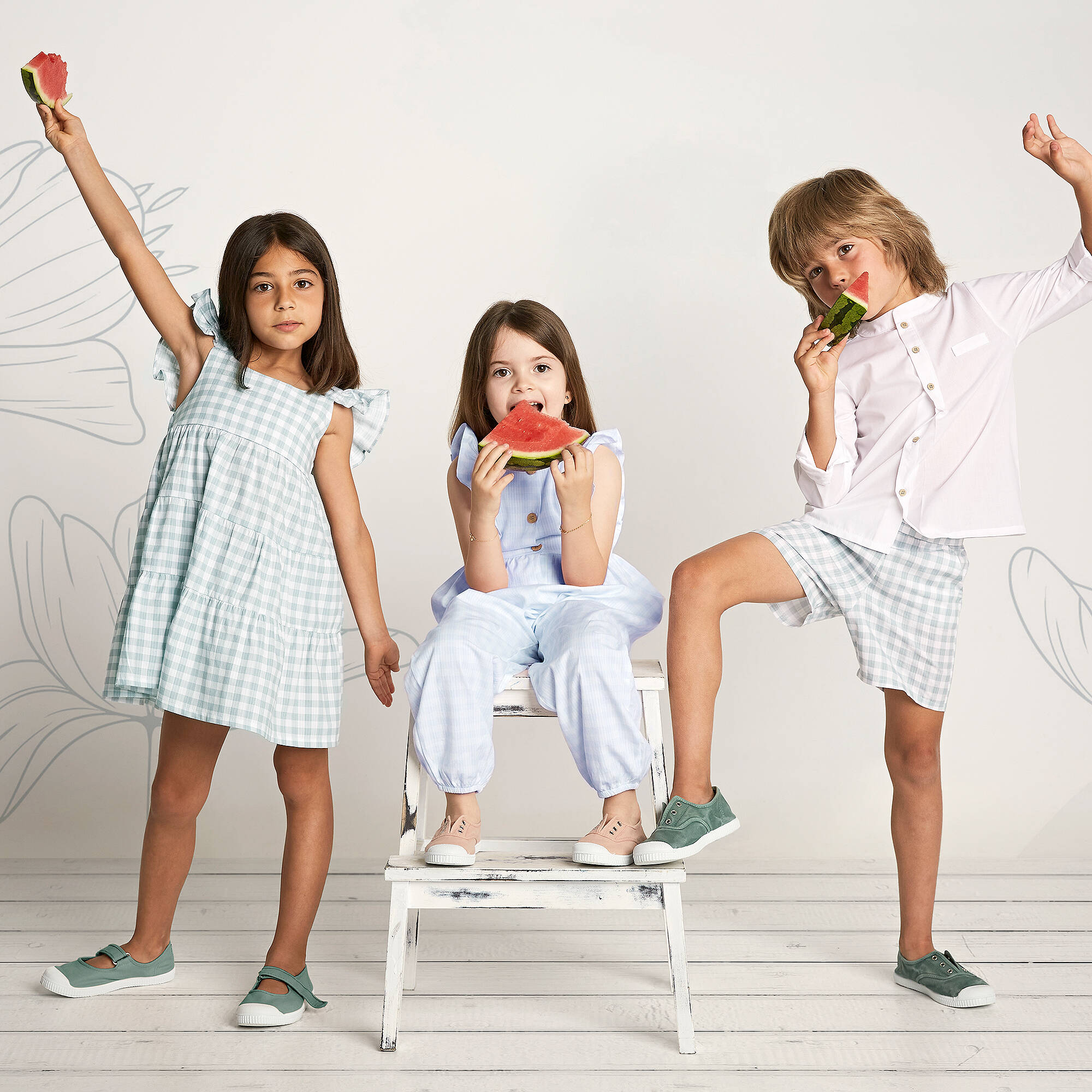 Babidu - Girls Green Gingham Dress | Childrensalon Outlet