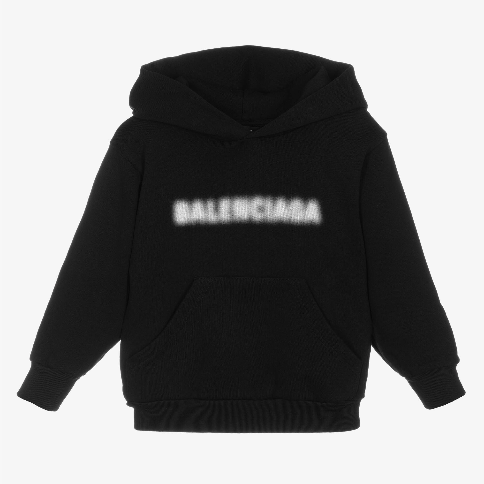 Balenciaga - Black Cotton Logo Hoodie | Childrensalon Outlet Balenciaga - Black Cotton Logo Hoodie | Childrensalon Outlet