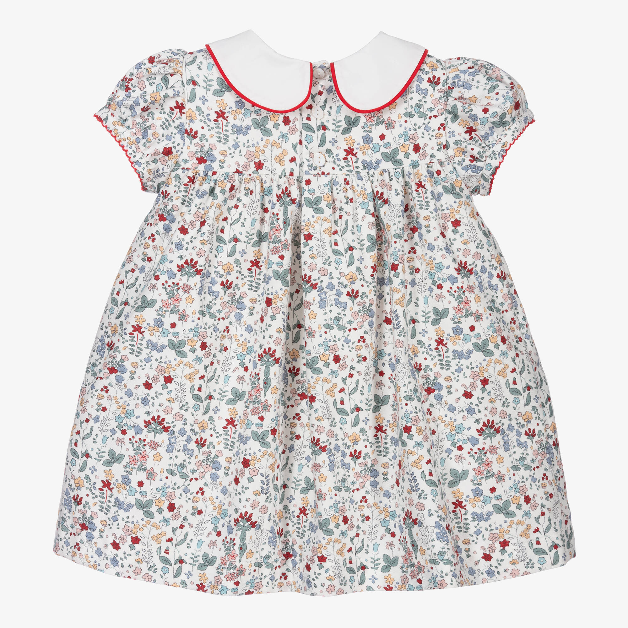 Beatrice & George - Baby Girls Green Smocked Cotton Dress ...