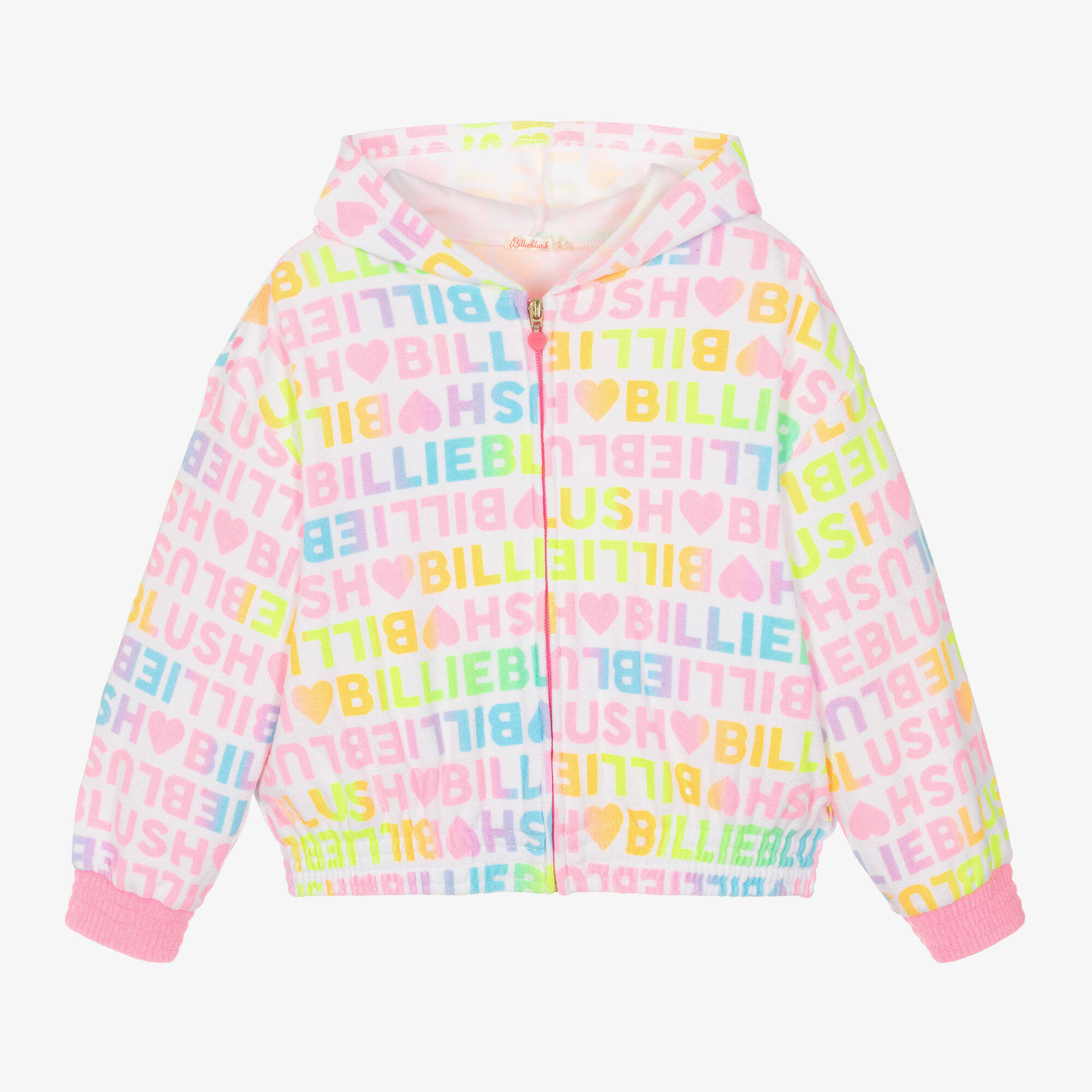 Billieblush - Girls Pink & White Terry Hoodie | Childrensalon Outlet