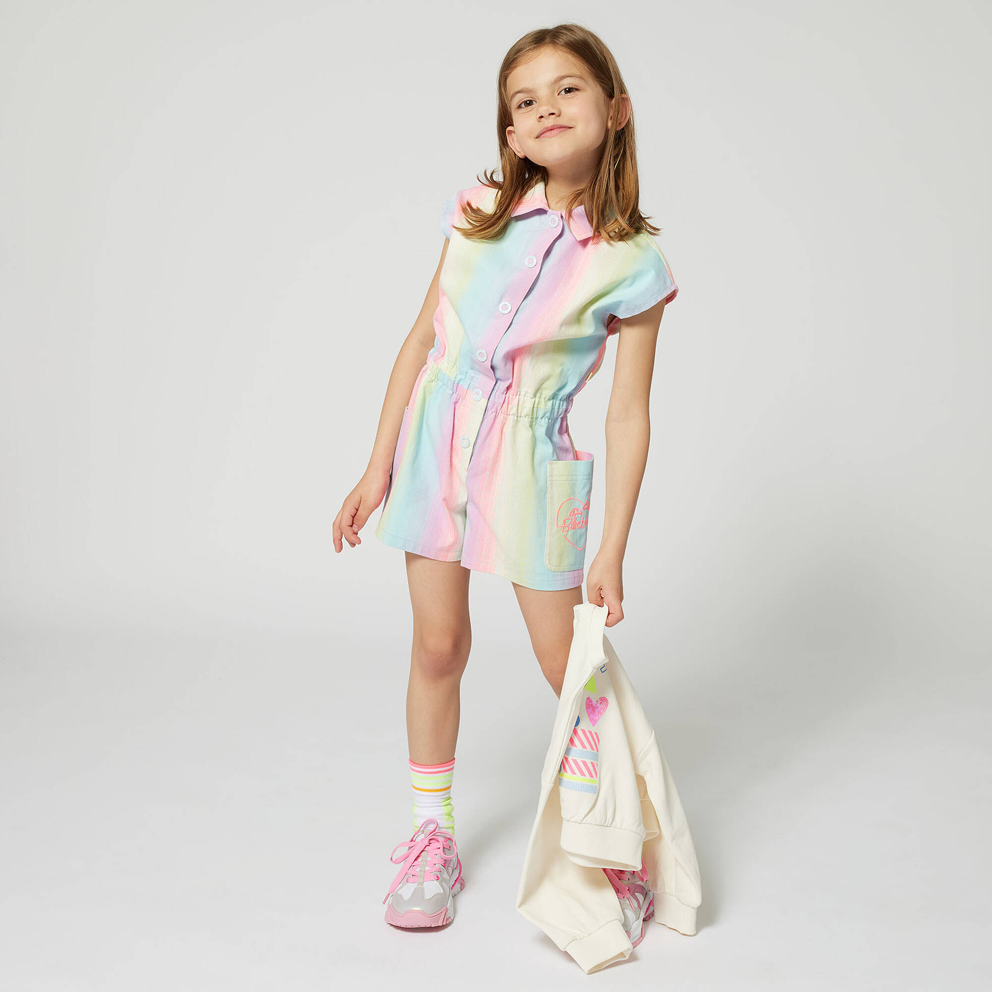 Billieblush - Girls Rainbow Stripe Romper Delight | Childrensalon Outlet