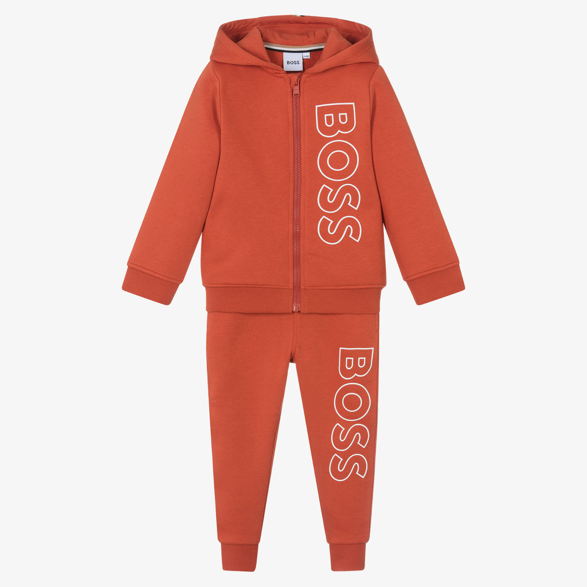 orange hugo boss full tracksuit BOSS Boys Orange Hooded Tracksuit Childrensalon Outlet