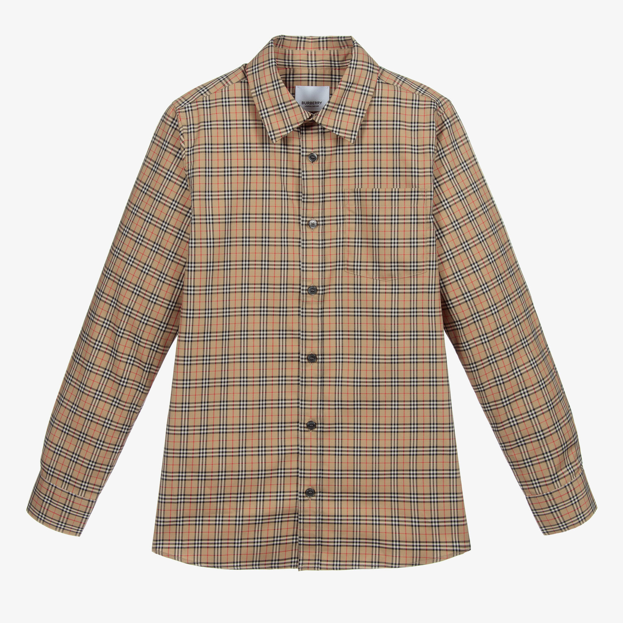 Micro Check Design Burberry - Teen Boys Beige Microcheck Shirt | Childrensalon Outlet
