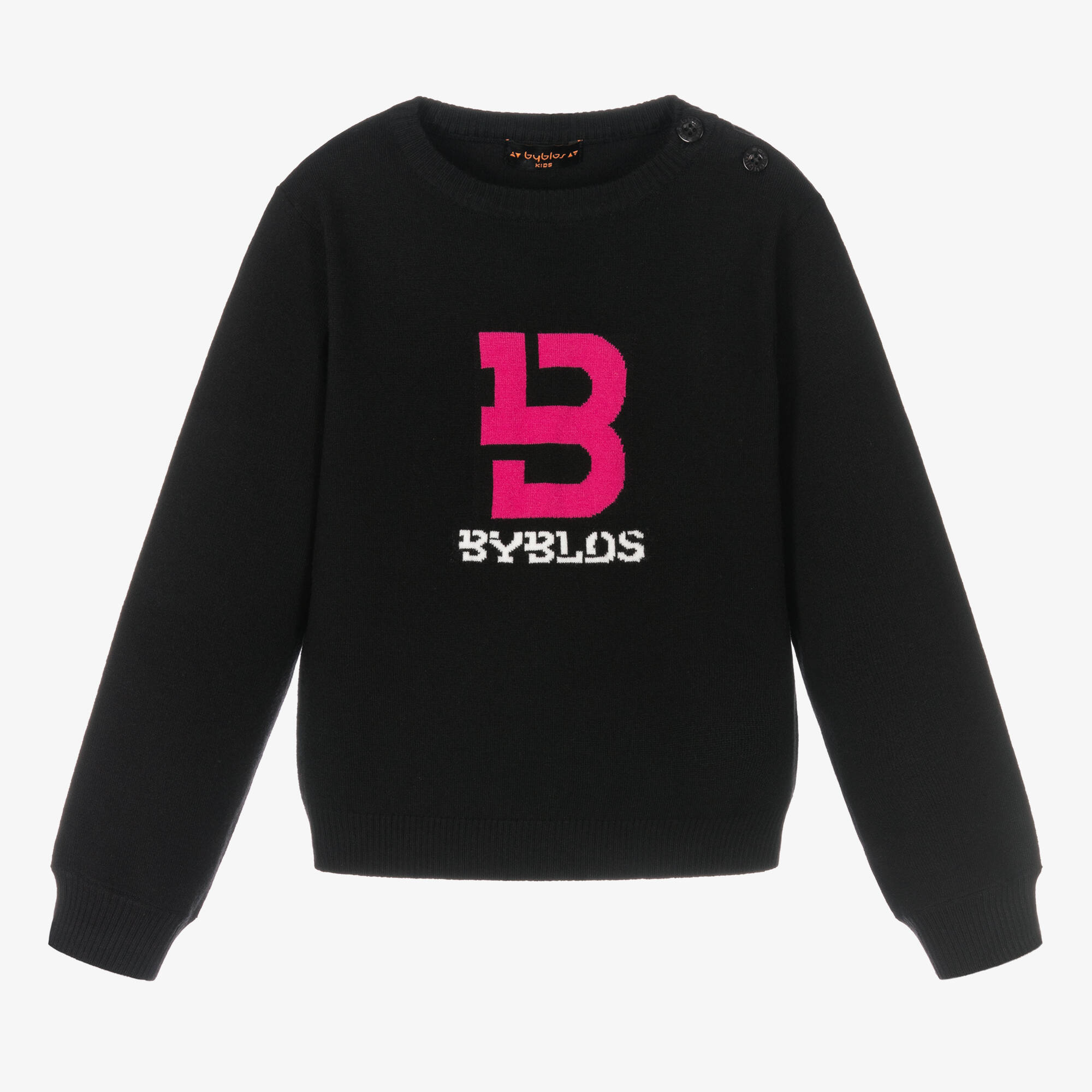 Byblos - Girls Black Knitted Logo Sweater | Childrensalon Outlet
