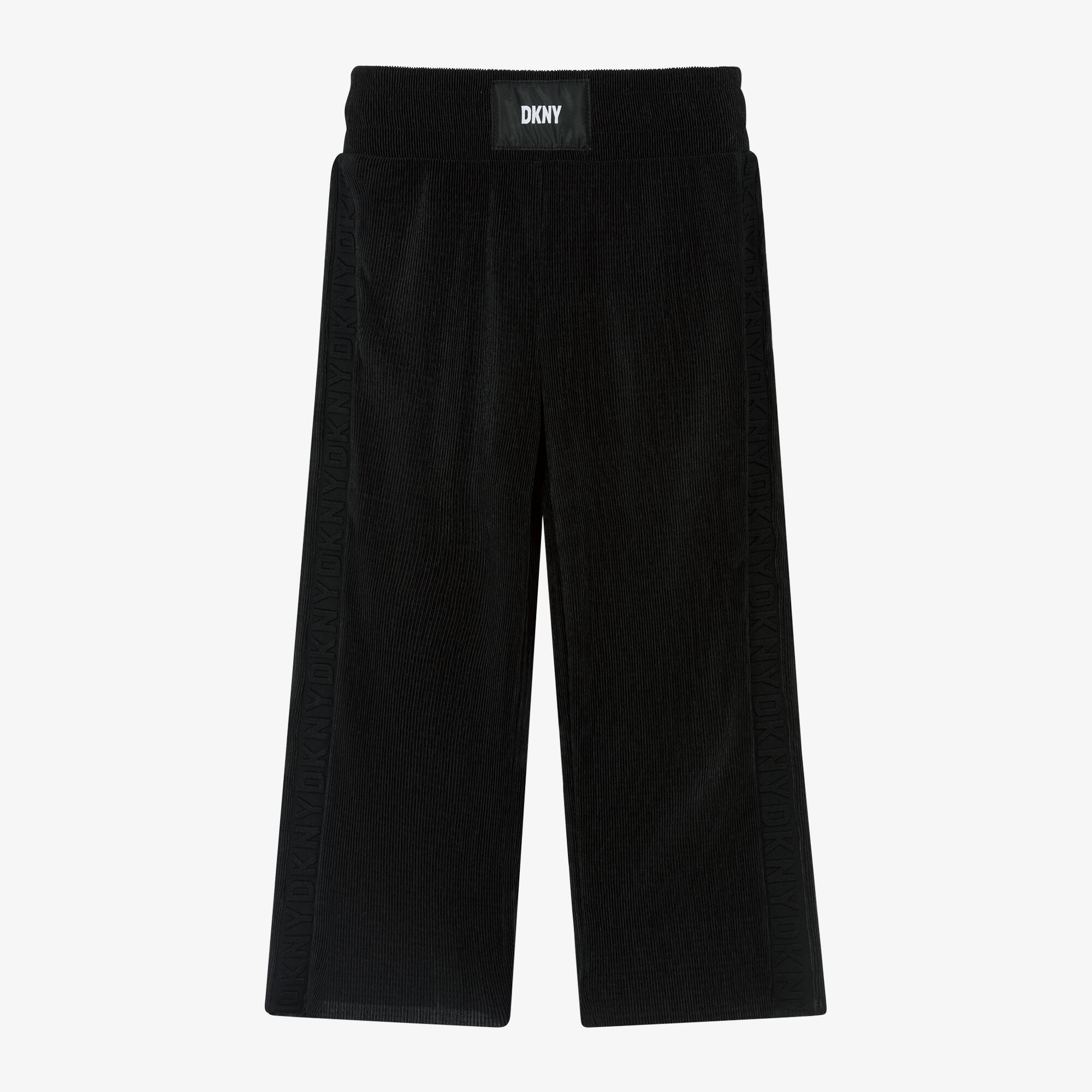 DKNY - Girls Black Ribbed Wide Leg Trousers | Childrensalon Outlet