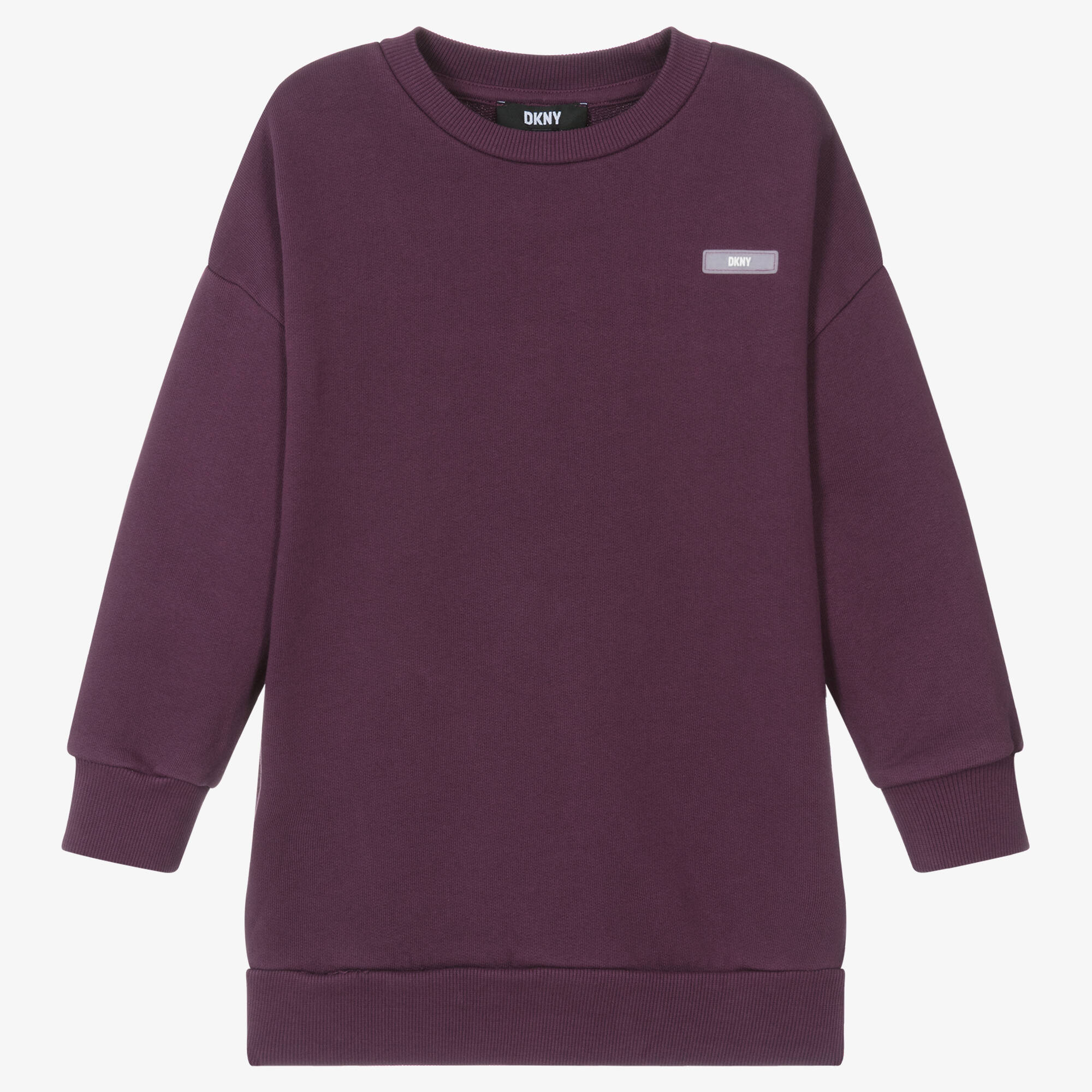 DKNY - Girls Purple Cotton Sweatshirt Dress | Childrensalon Outlet