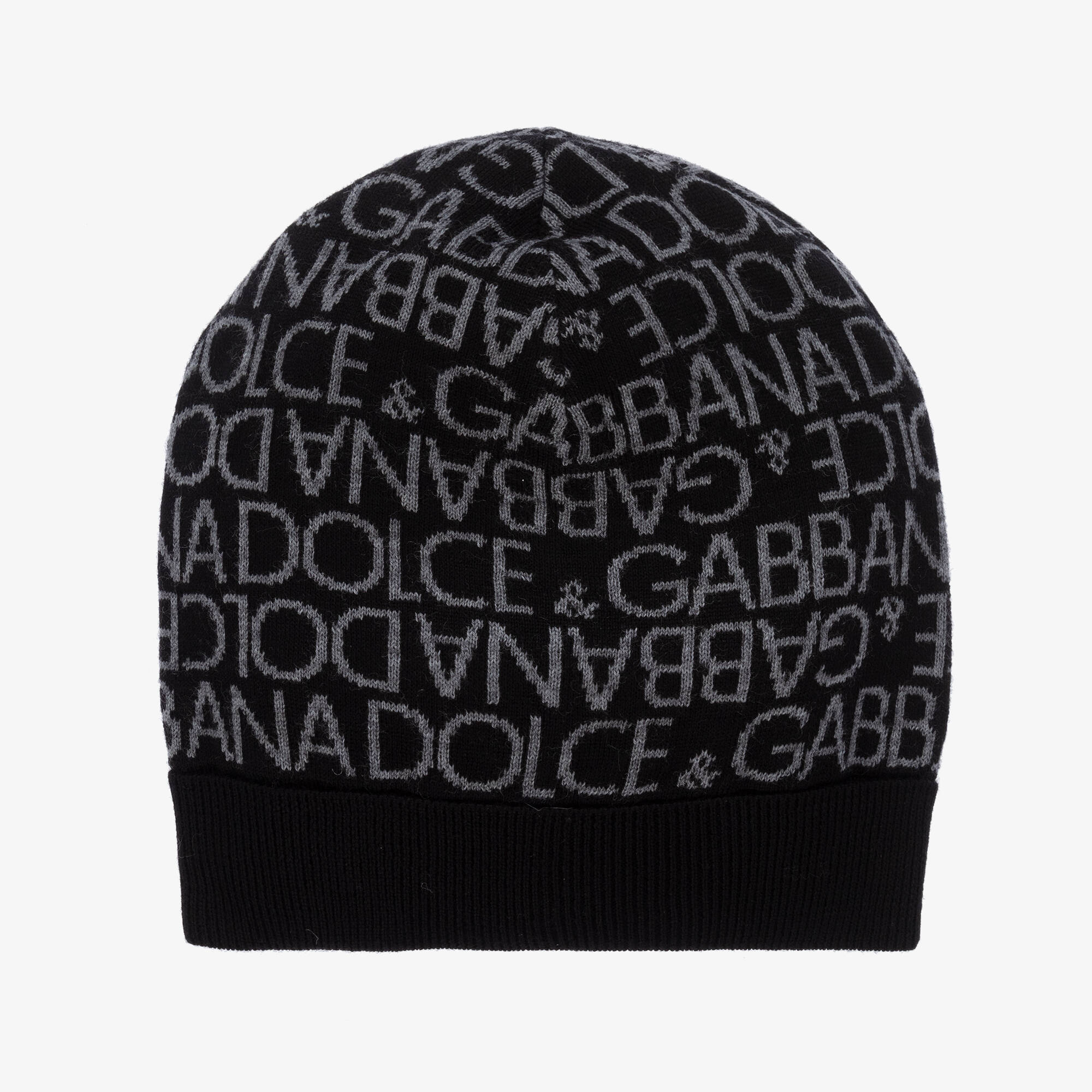 Dolce & Gabbana - Black & Grey Knitted Wool Beanie Hat