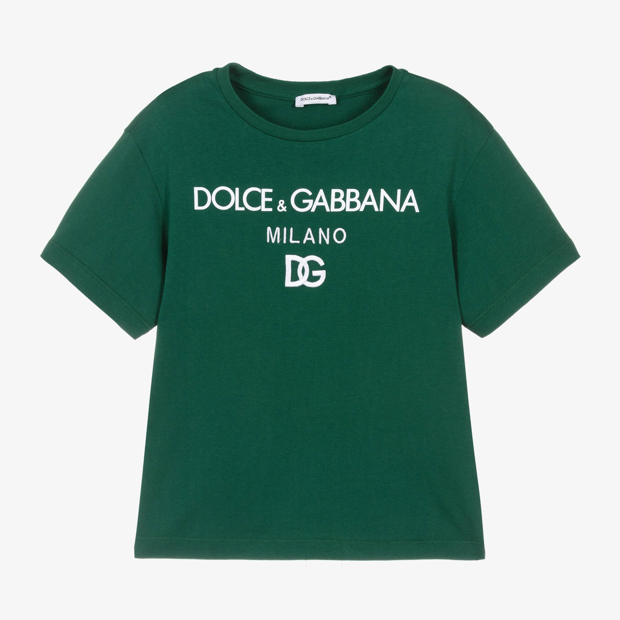 Dolce & Gabbana - Boys Green Cotton Crossover DG T-Shirt