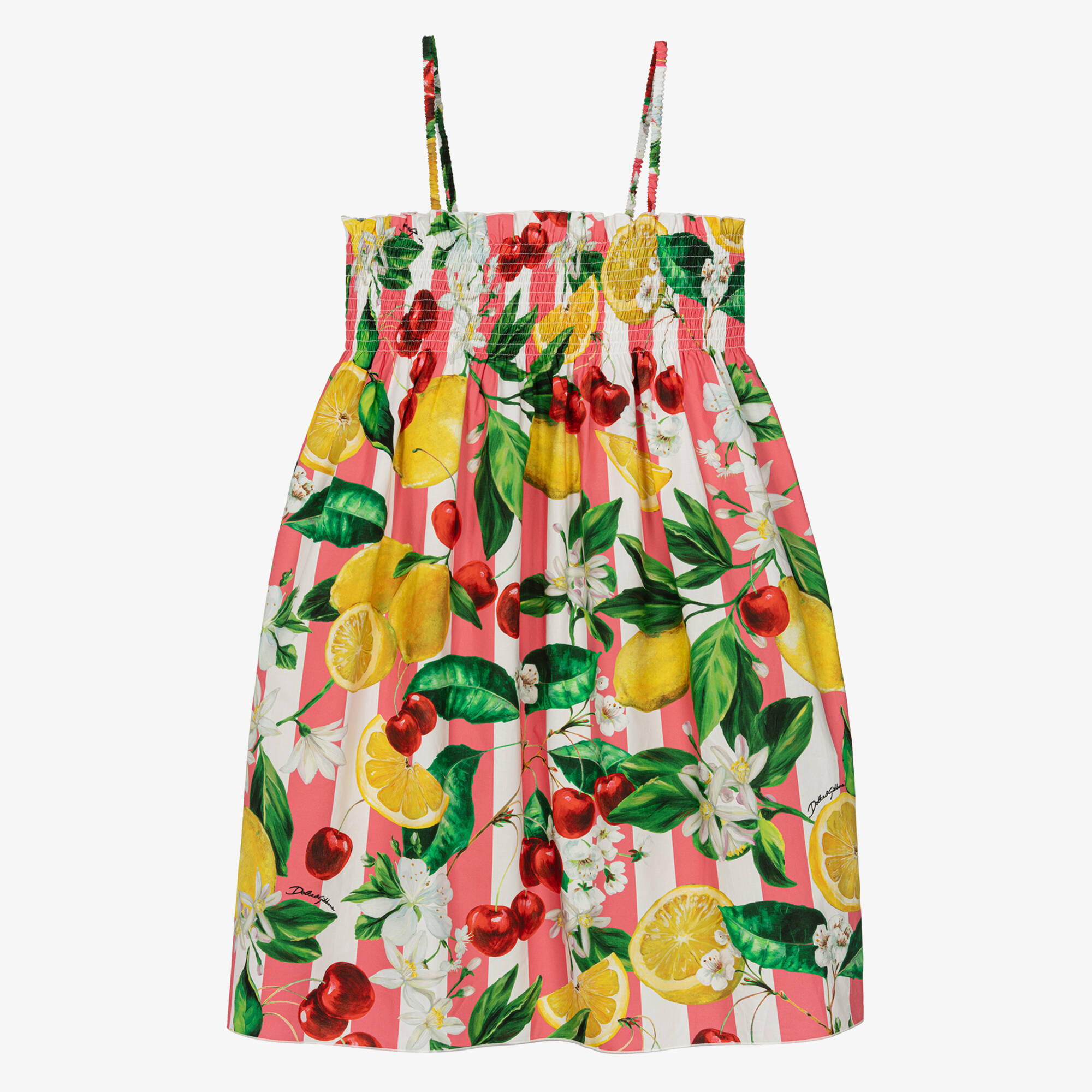 Dolce & Gabbana - Teen Girls Lemon & Cherry Print Cotton Dress |  Childrensalon Outlet