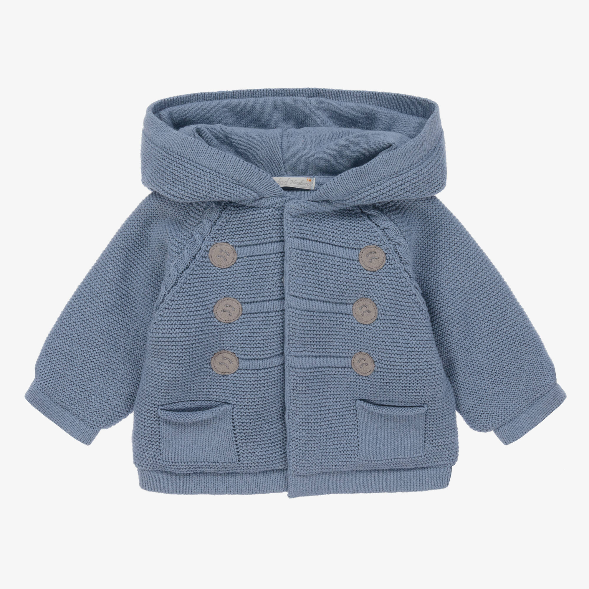 524230 Dr. Kid - Boys Blue Knitted Hooded Cardigan | Childrensalon Outlet