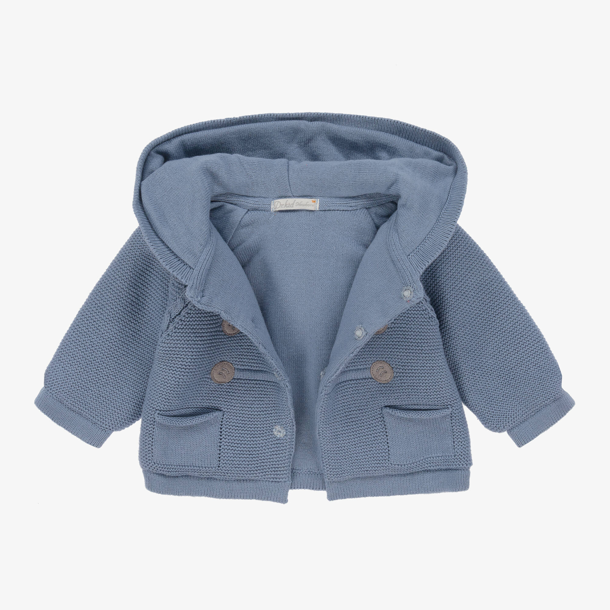 524230 Dr. Kid - Boys Blue Knitted Hooded Cardigan | Childrensalon Outlet