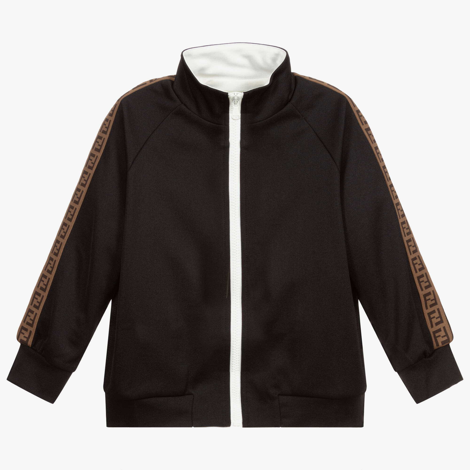 Fendi - Girls Black Logo Zip-Up Top | Childrensalon Outlet