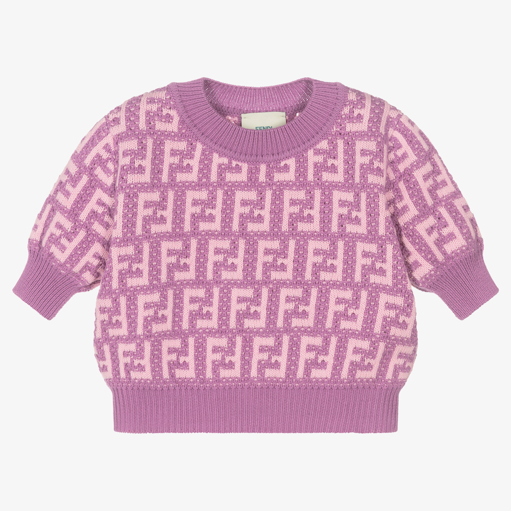 FENDI キッズ　スウェット 4A Fendi - Girls Lilac FF Logo Cotton Sweater | Childrensalon Outlet