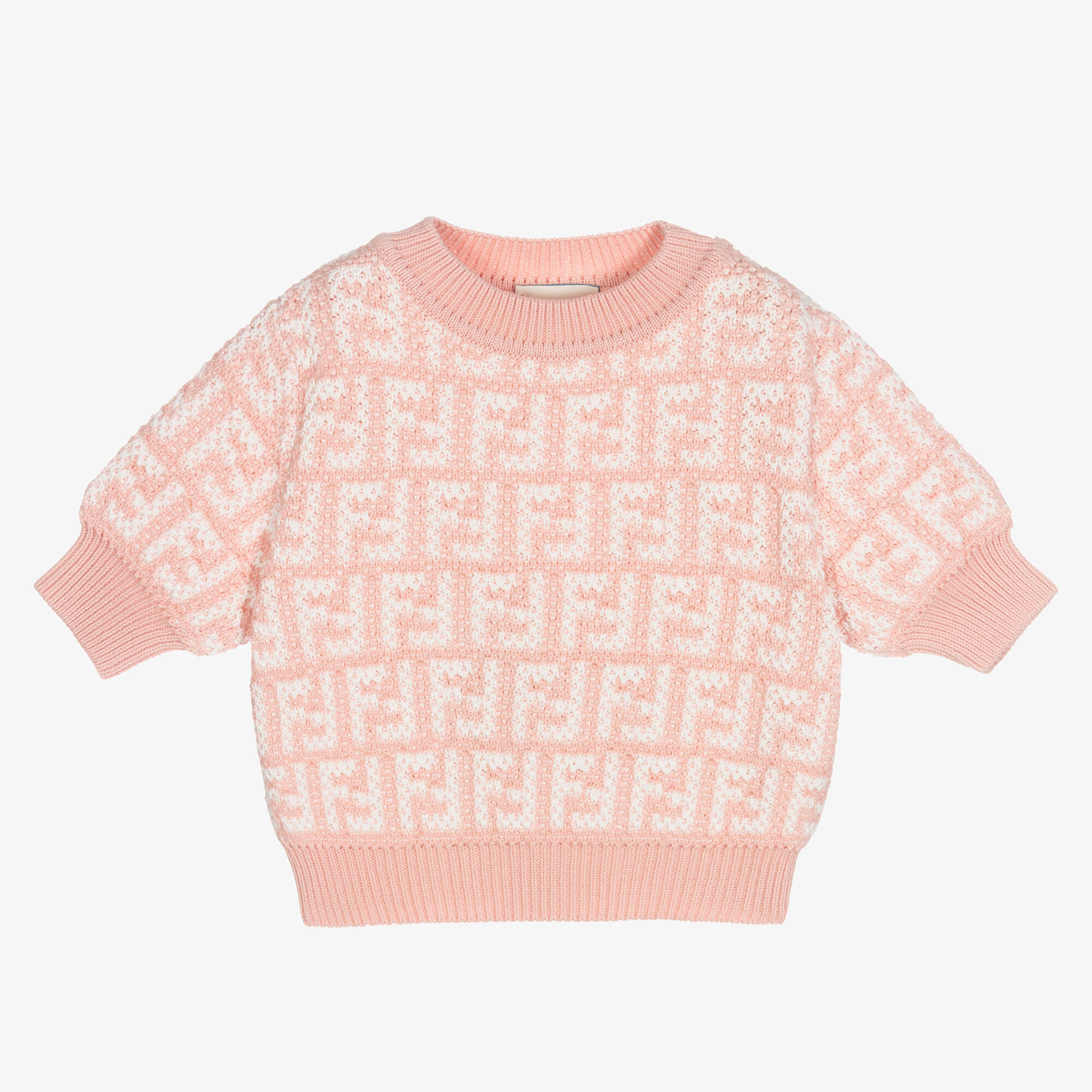 Fendi - Girls Pink FF Knitted T-Shirt | Childrensalon Outlet