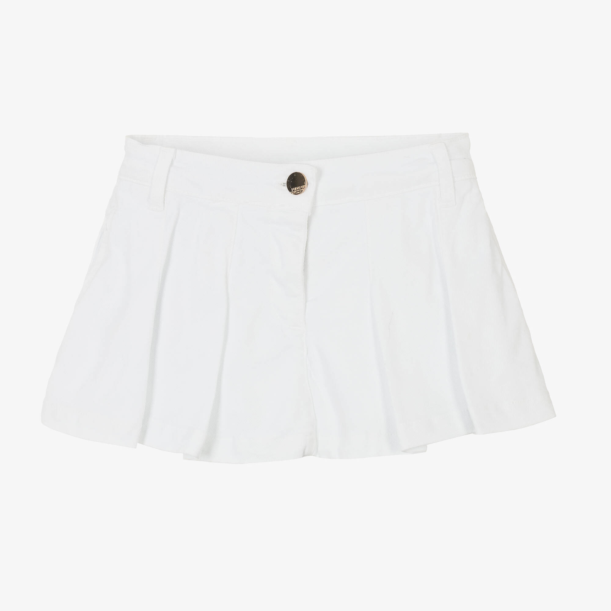 Fun & Fun - Girls White Pleated Denim Skort | Childrensalon Outlet