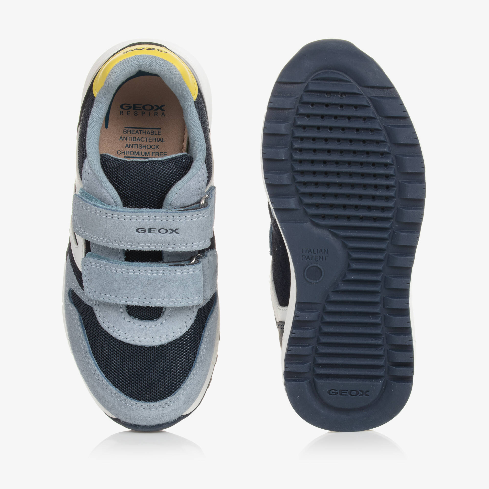 Geox - Boys Blue Suede Leather & Mesh Trainers | Childrensalon Outlet