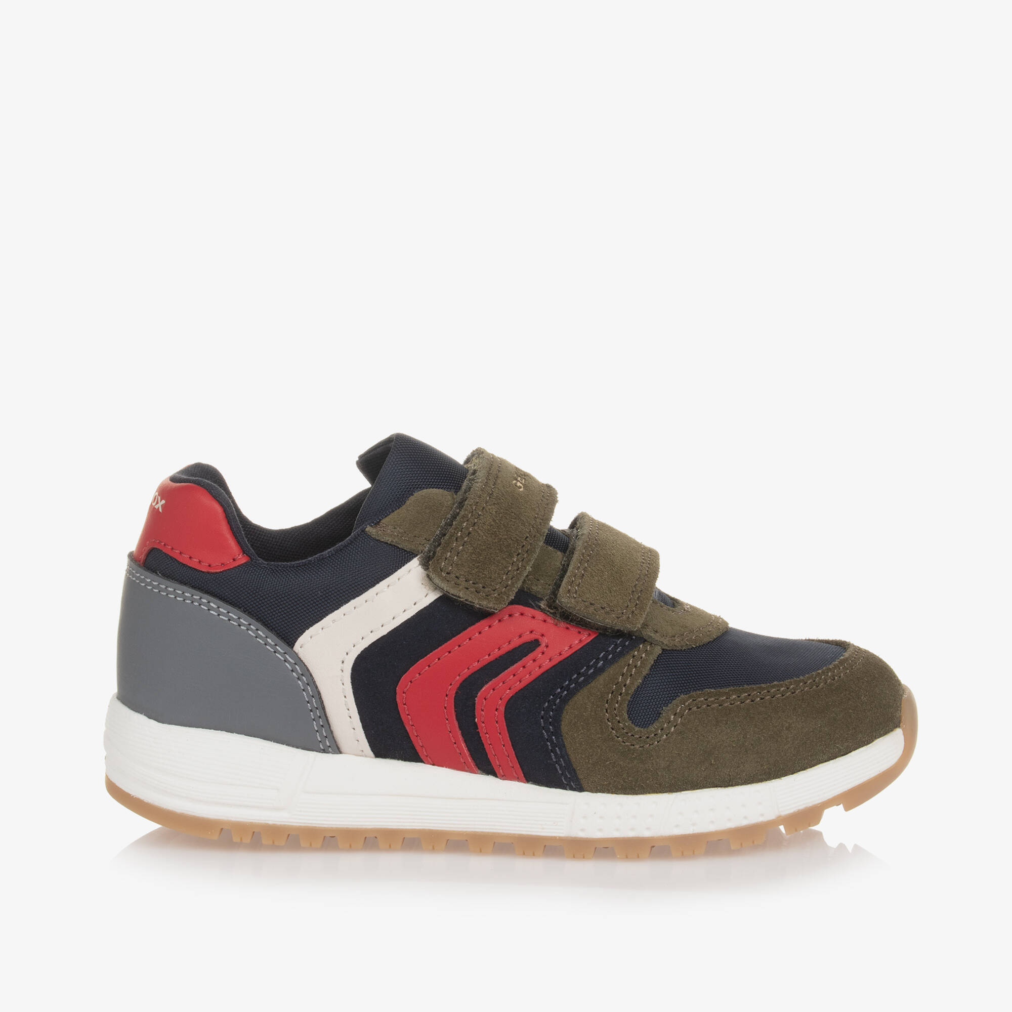 Geox - Boys Suede Mesh Trainers in Green | Childrensalon Outlet