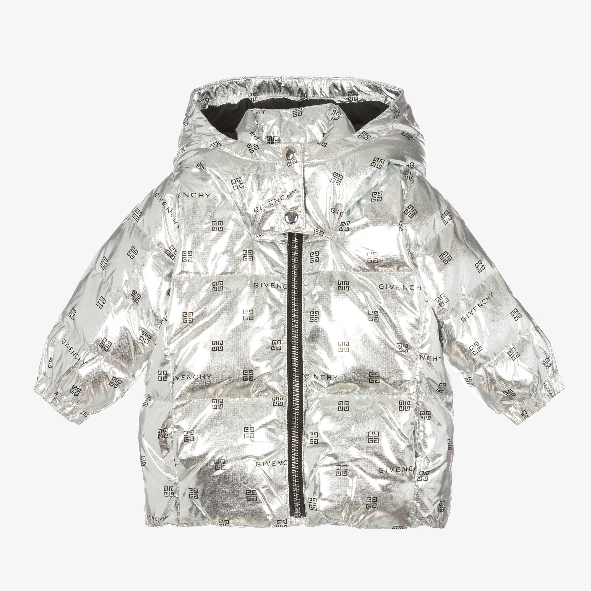 Givenchy - Baby Girls Metallic Silver 4G Down Jacket 