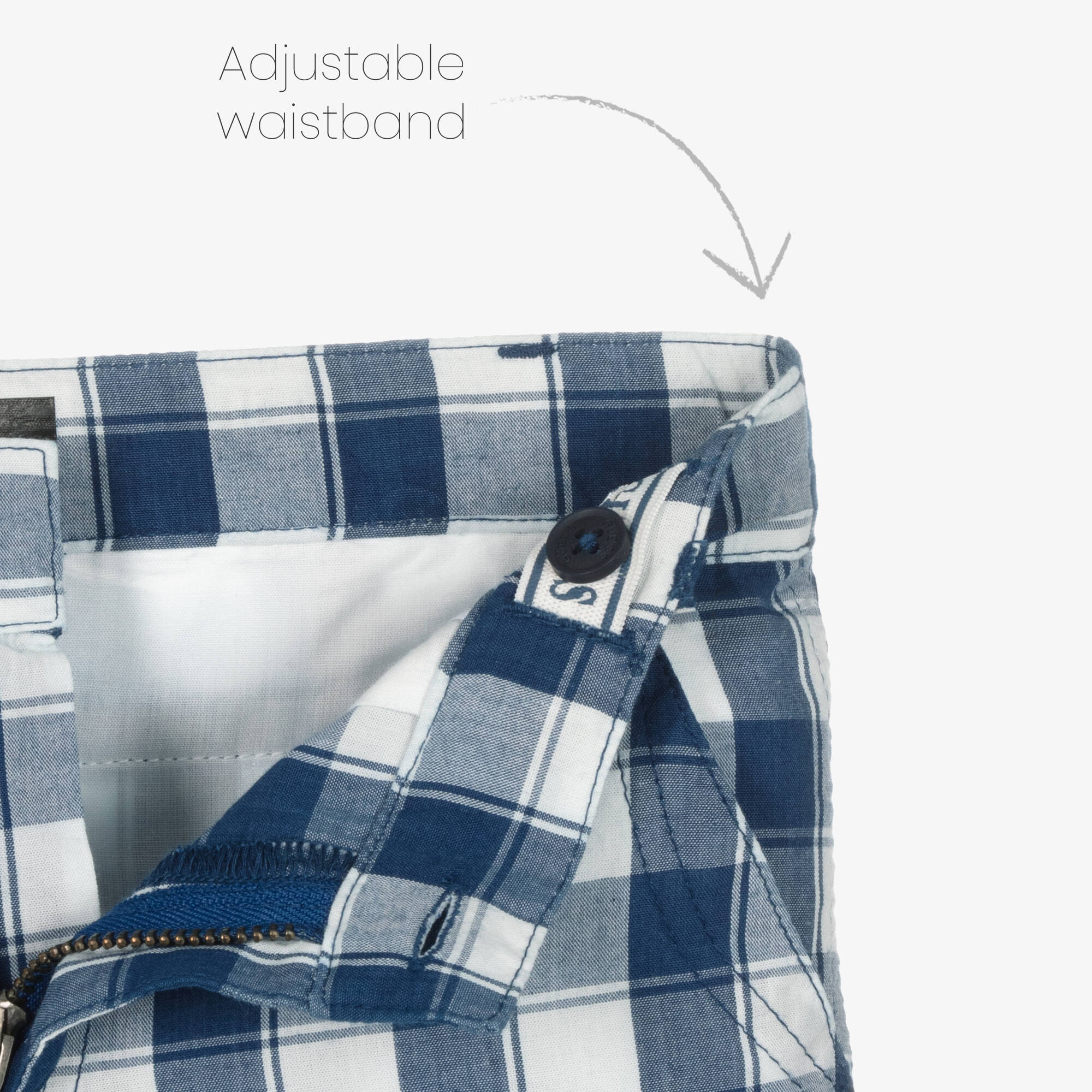 Guess - Boys Blue & White Check Shorts | Childrensalon Outlet