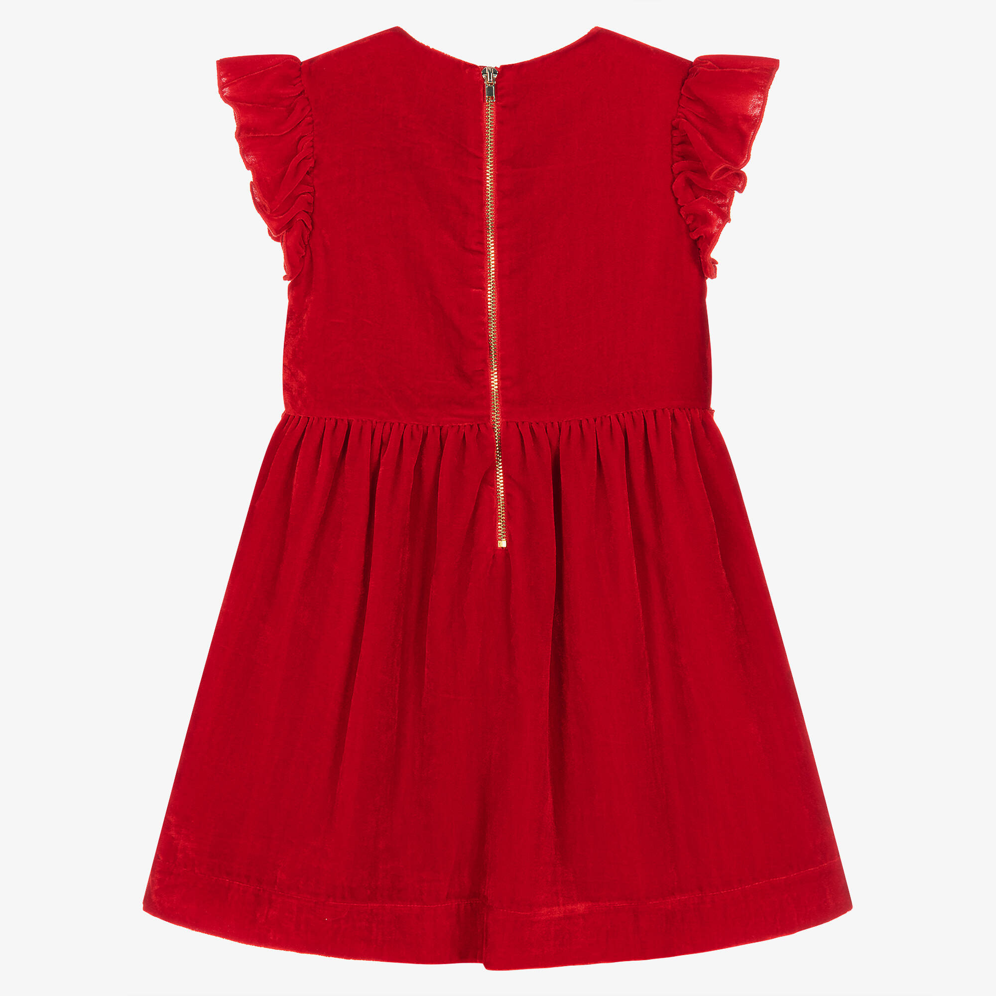 Hatley - Girls Red Gathered Velvet Dress | Childrensalon Outlet