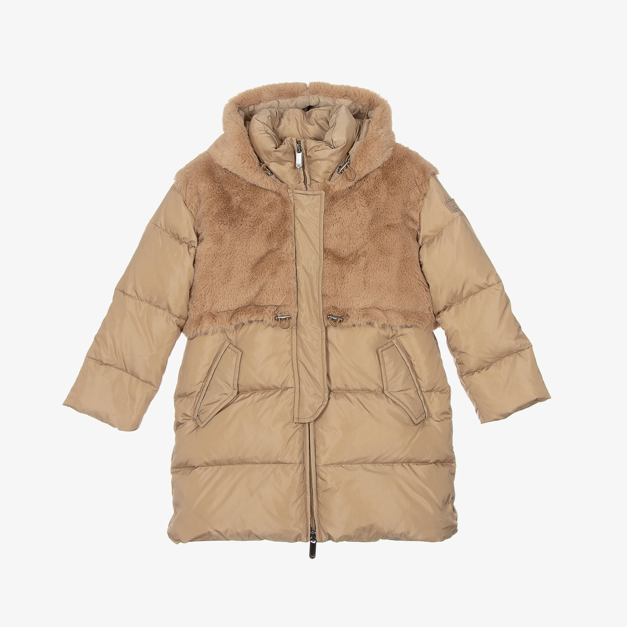 Brown Il Gufo Teddy Coat Il Gufo Girls Beige Down Padded Puffer 