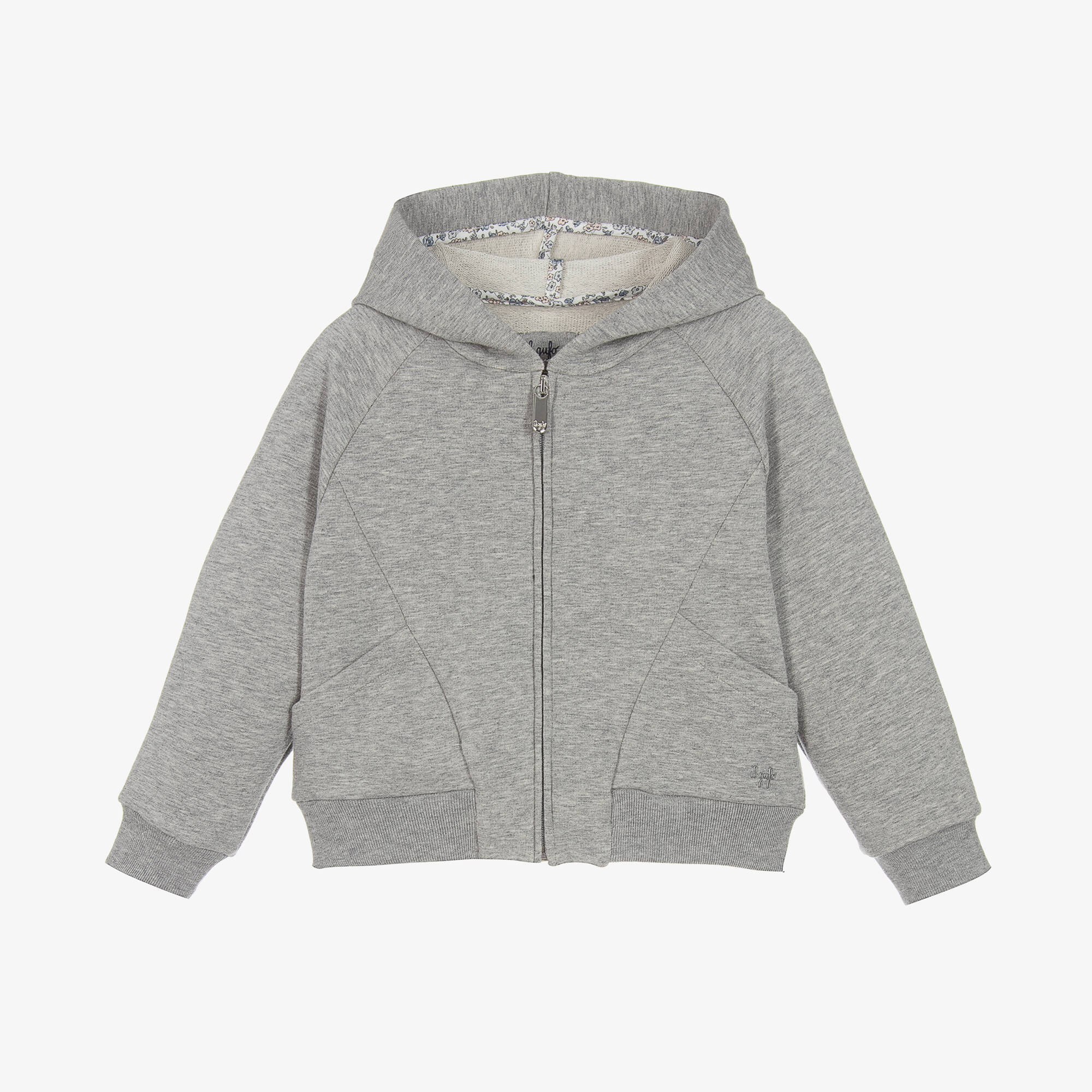 Il Gufo - Girls Grey Marl Cotton Zip-Up Hoodie | Childrensalon Outlet