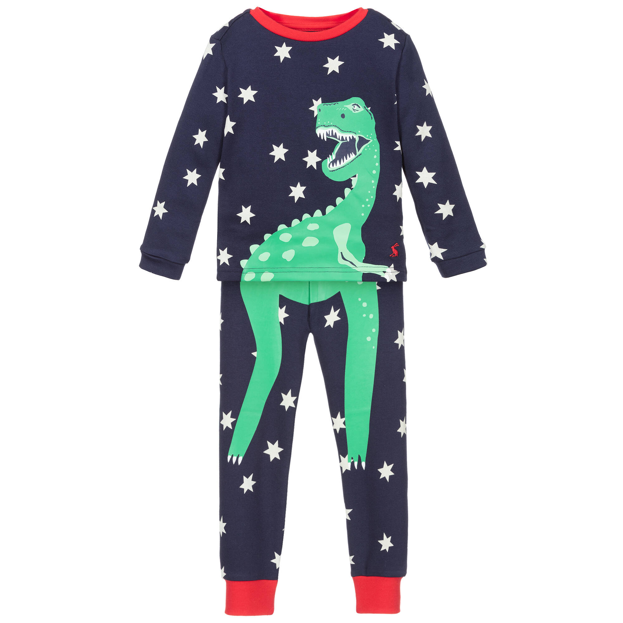 Donkerblauwe pyjama in katoen met gestreepte broek, 6 jaar | In de