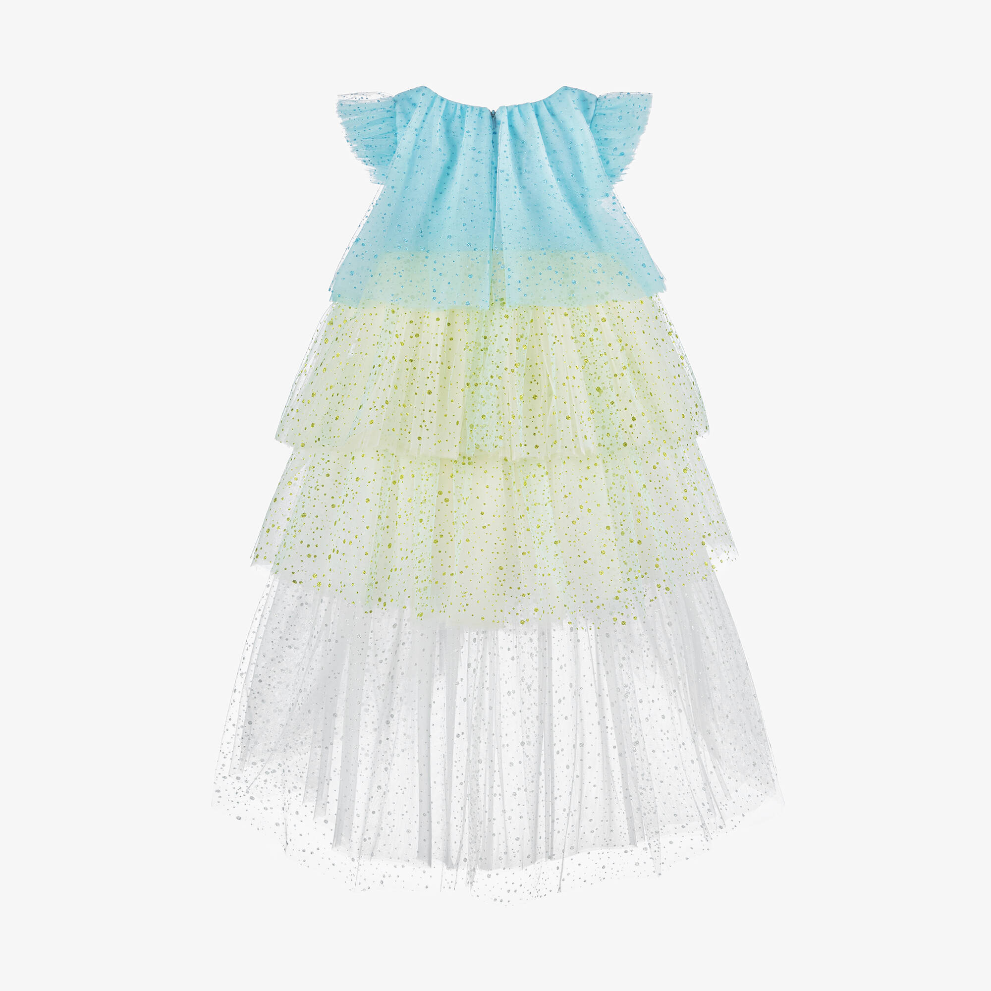 Junona - Girls Blue Glitter Ombré Waterfall Dress | Childrensalon Outlet