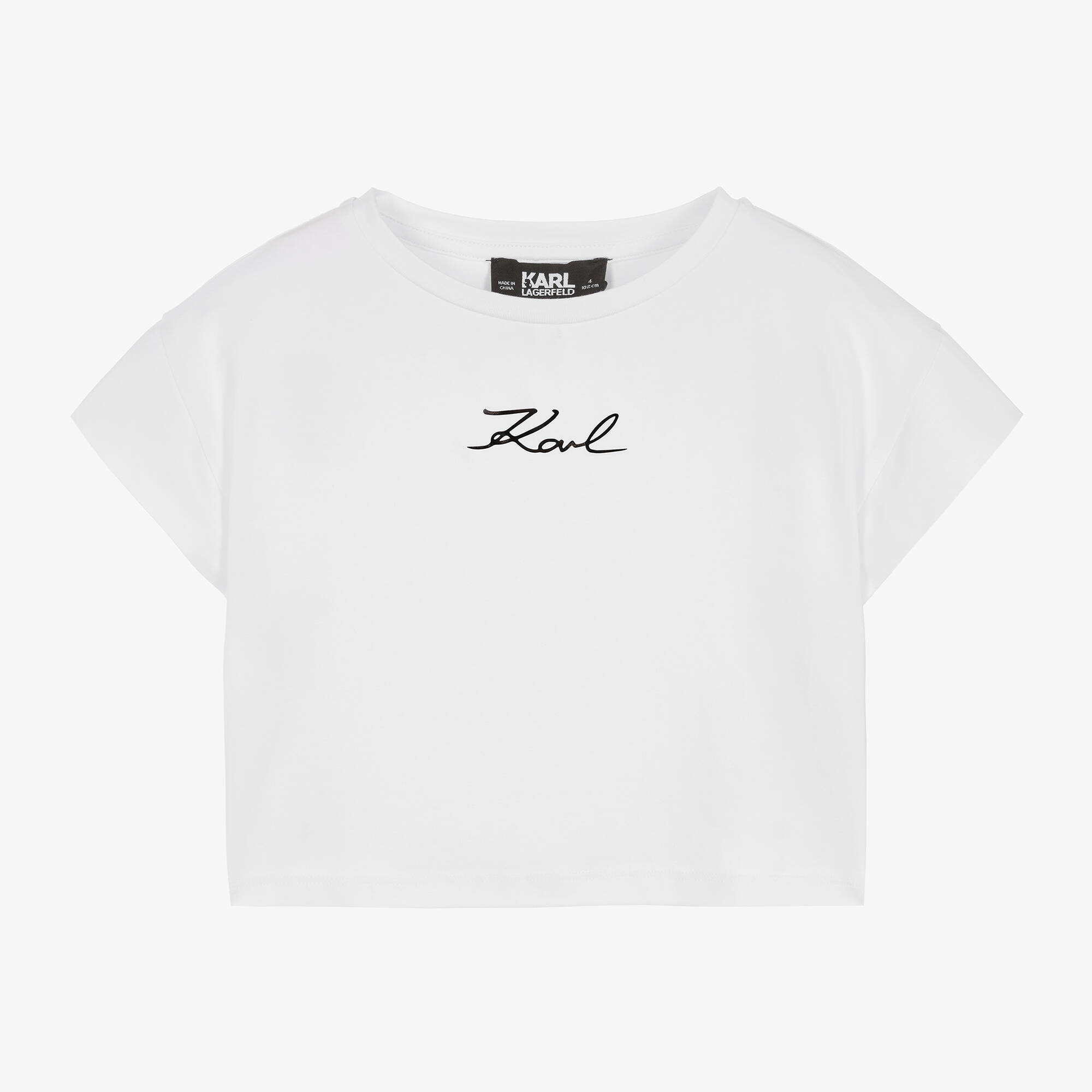 KARL LAGERFELD KIDS - Girls White Organic Cotton Boxy T-Shirt ...