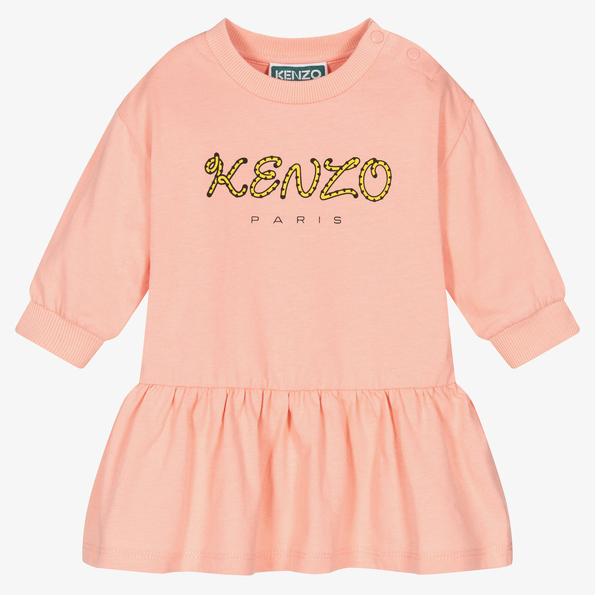 KENZO KIDS - Girls Pink Organic Cotton Tiger Tail Dress