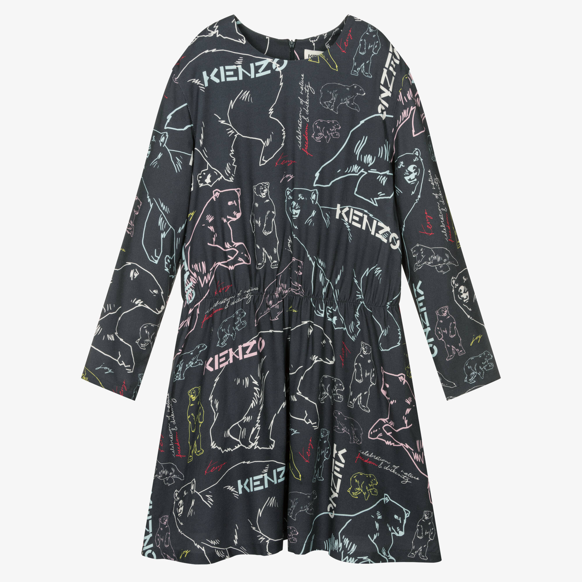 KENZO KIDS - فستان تينز بناتي فيسكوز لون رمادي | Childrensalon Outlet