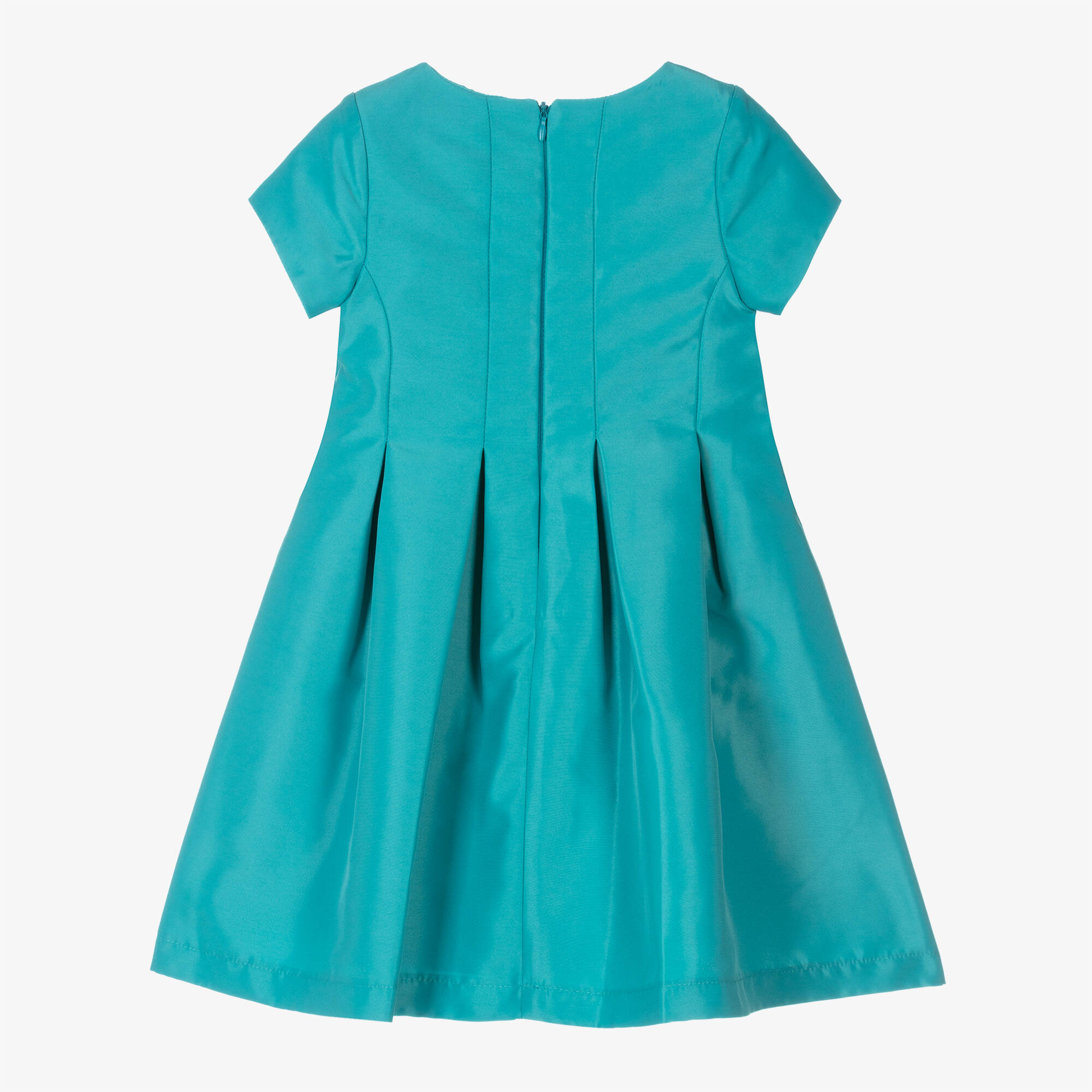 Mama Color:blue Mama Luma - Girls Turquoise Blue Satin Bow Dress | Childrensalon Outlet