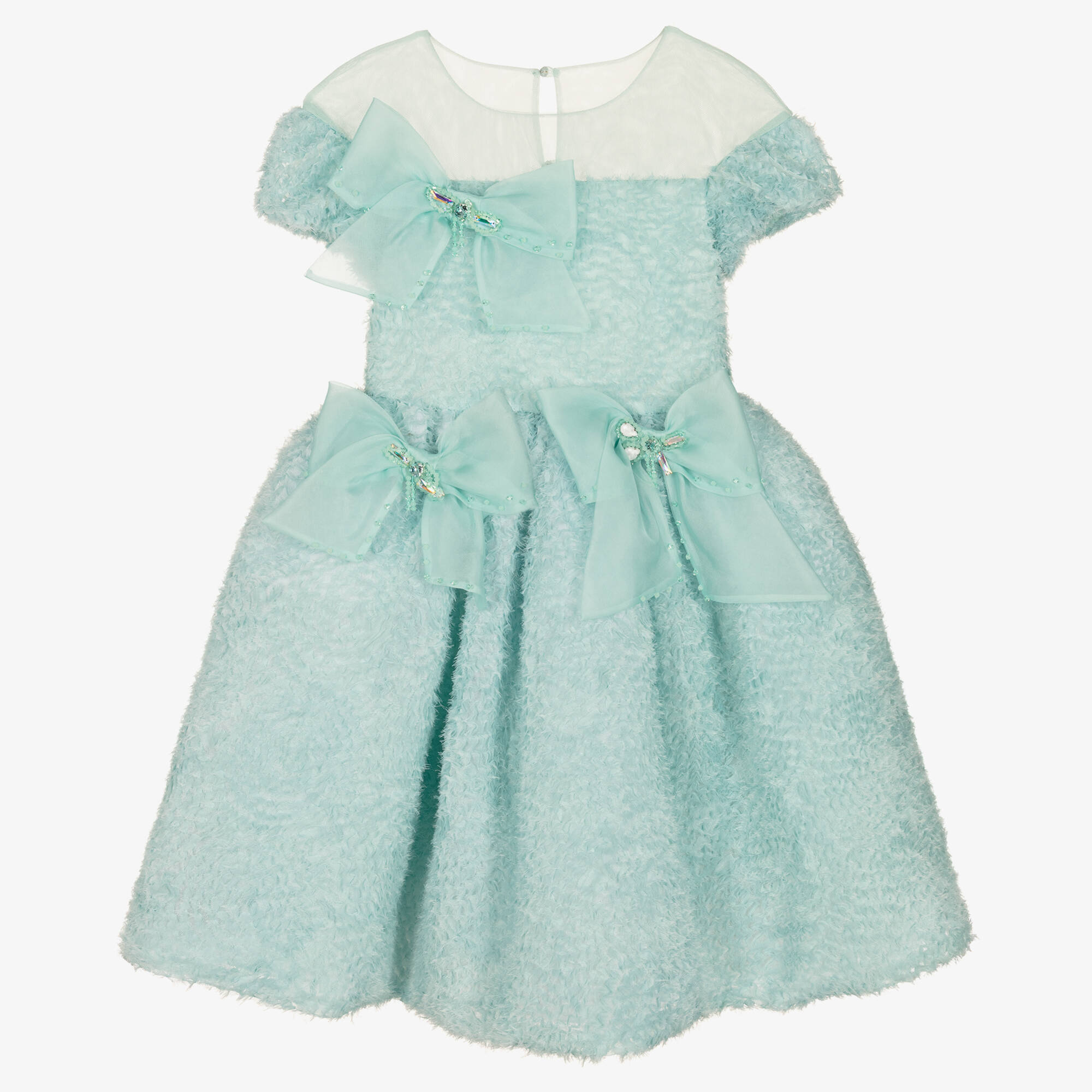 Marchesa Couture Kids Jewel-Bows Embroidered-tulle Gown - Green - 10A