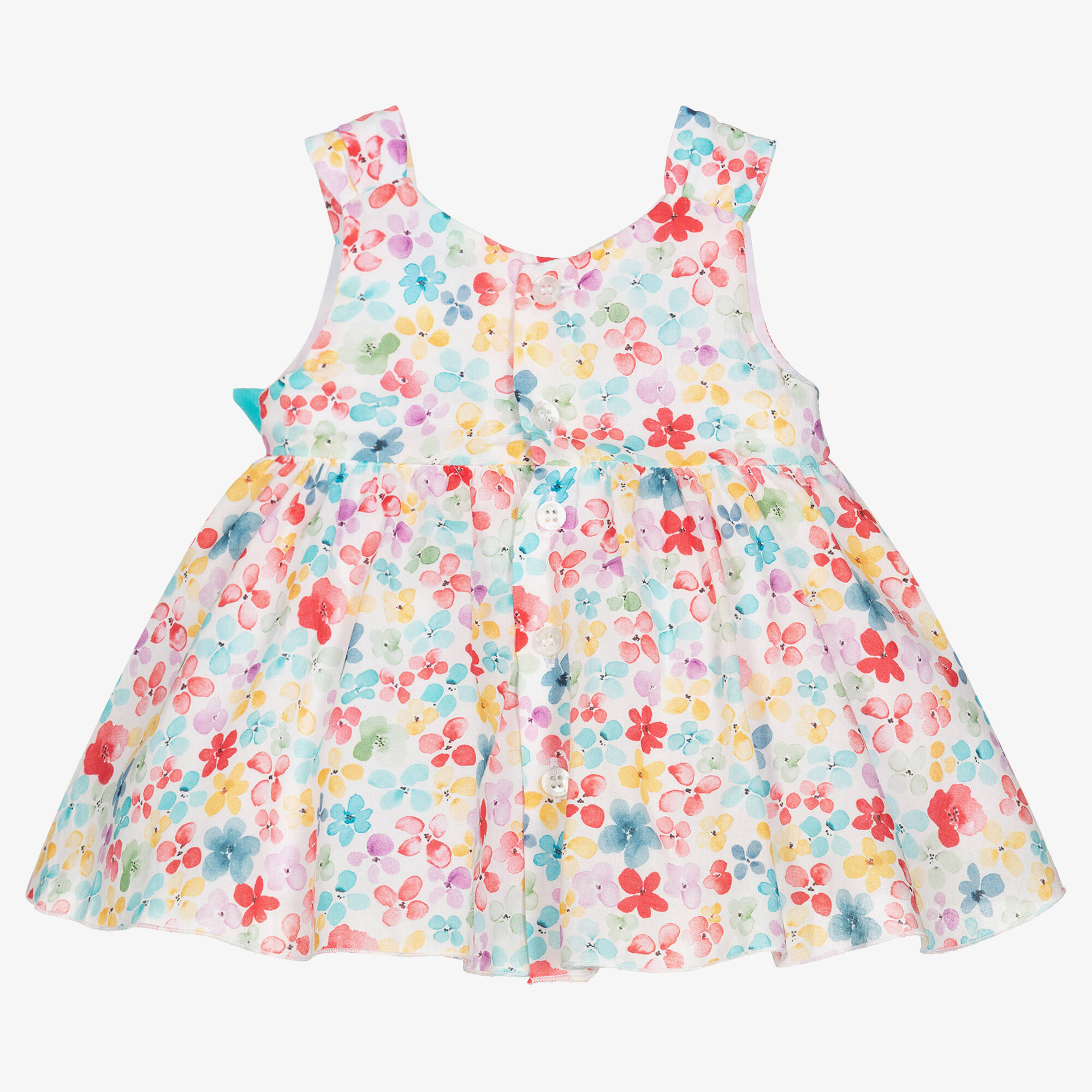 Azul Pink Mayoral - Baby Girls Blue & Pink Cotton Floral Dress | Childrensalon Outlet