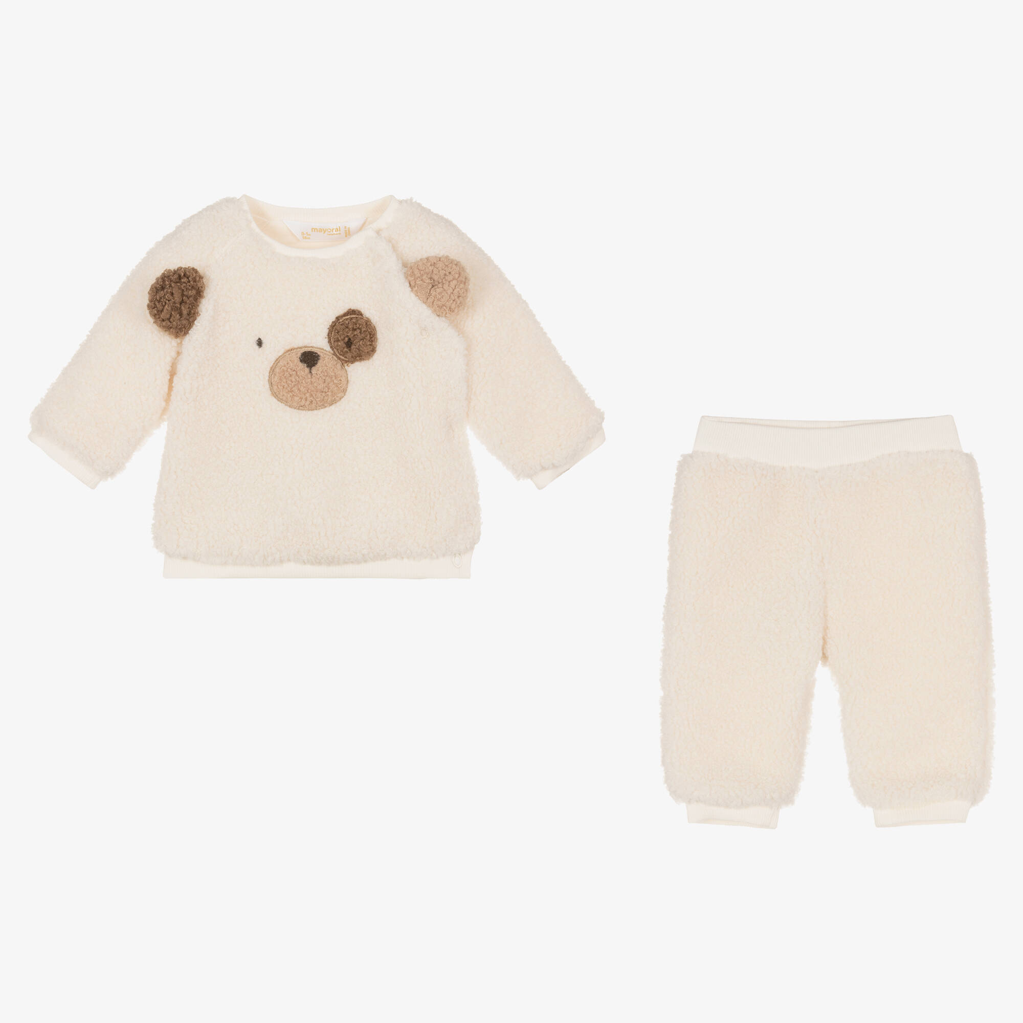 Mayoral - Ivory Teddy Fleece Baby Trouser Set | Childrensalon Outlet