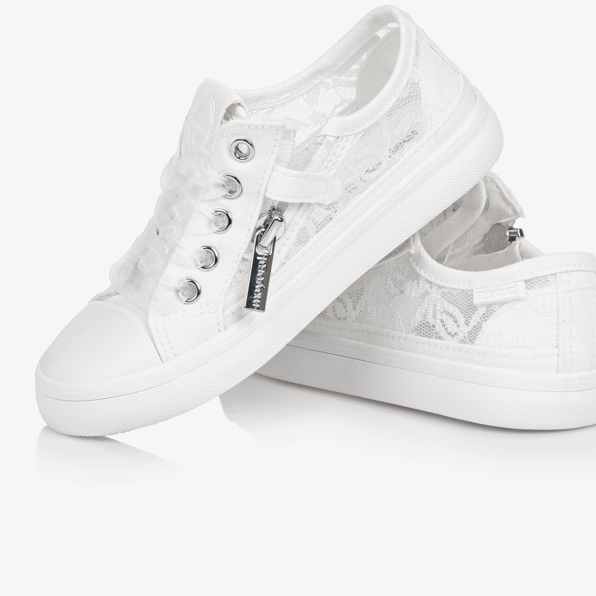 Mayoral - White Lace Trainers | Childrensalon Outlet