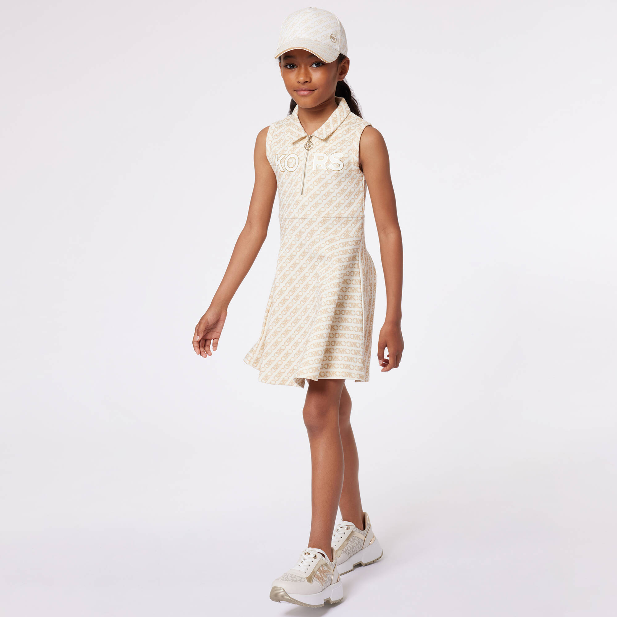 Michael Kors Kids - Girls Gold Chunky Faux Leather Trainers ...