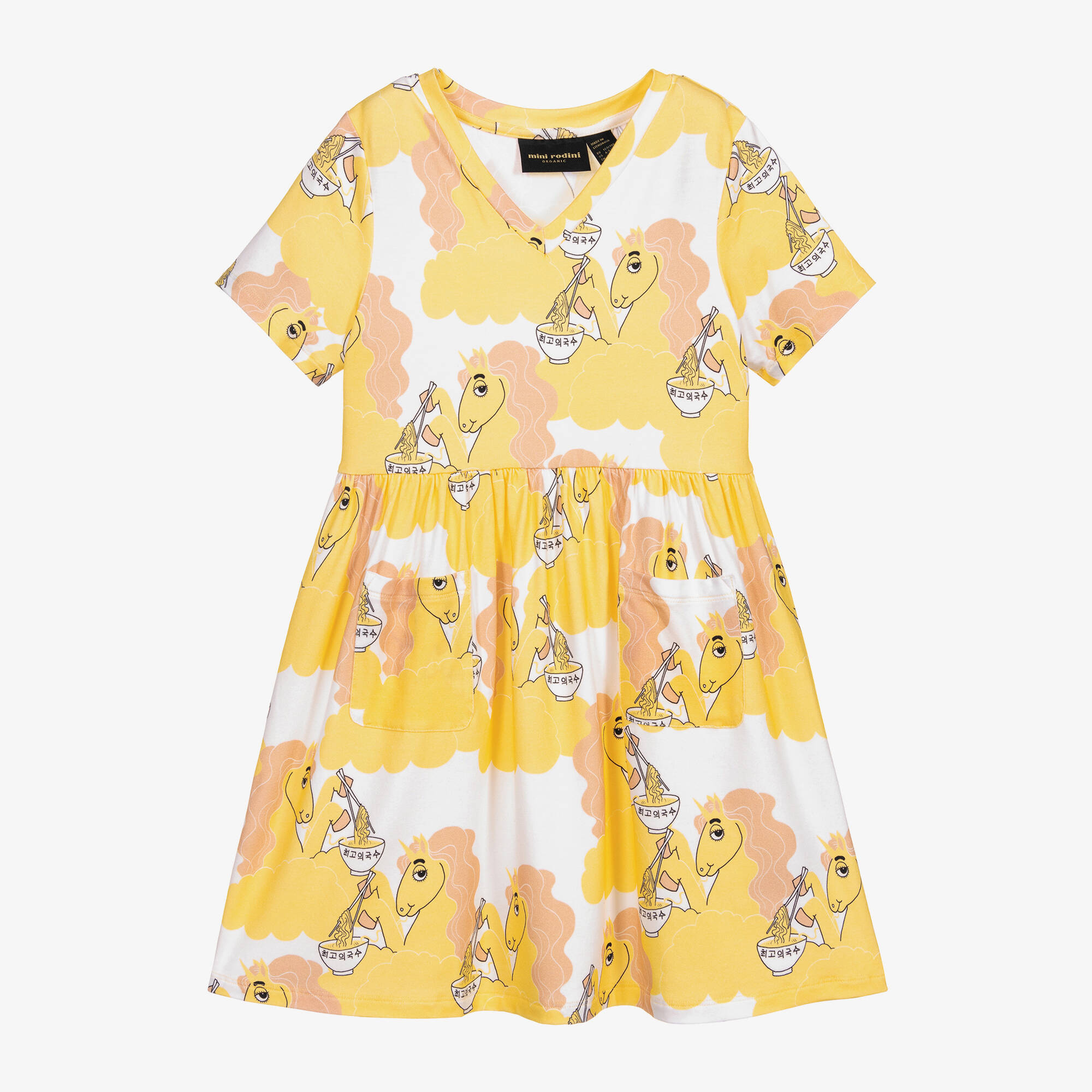 knee length dresses for ladies Mini Rodini t-shirt dress, unicorn main image 0